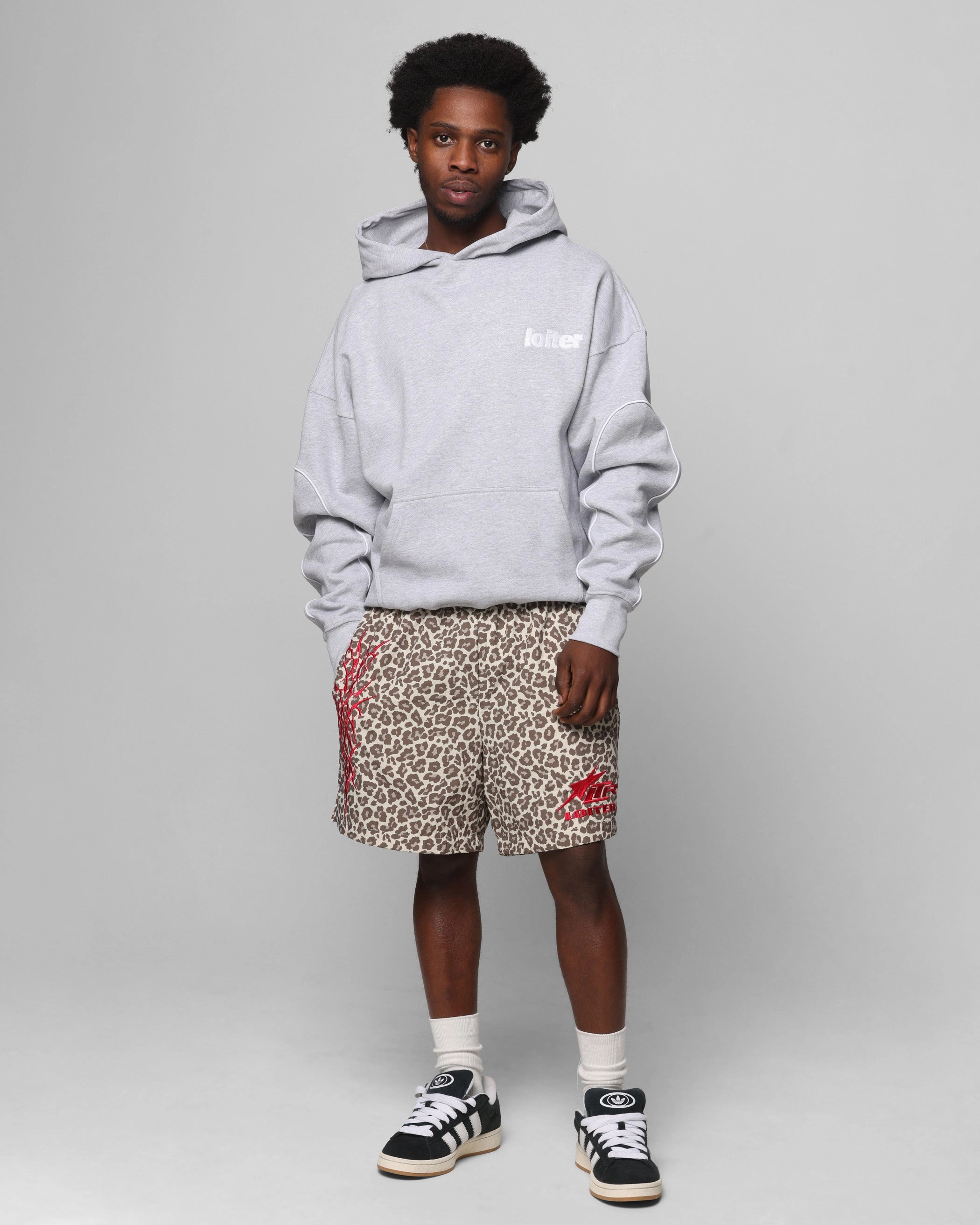 Quick Dry Blend Loiter Pin Line Premium Hoodie Grey Marle