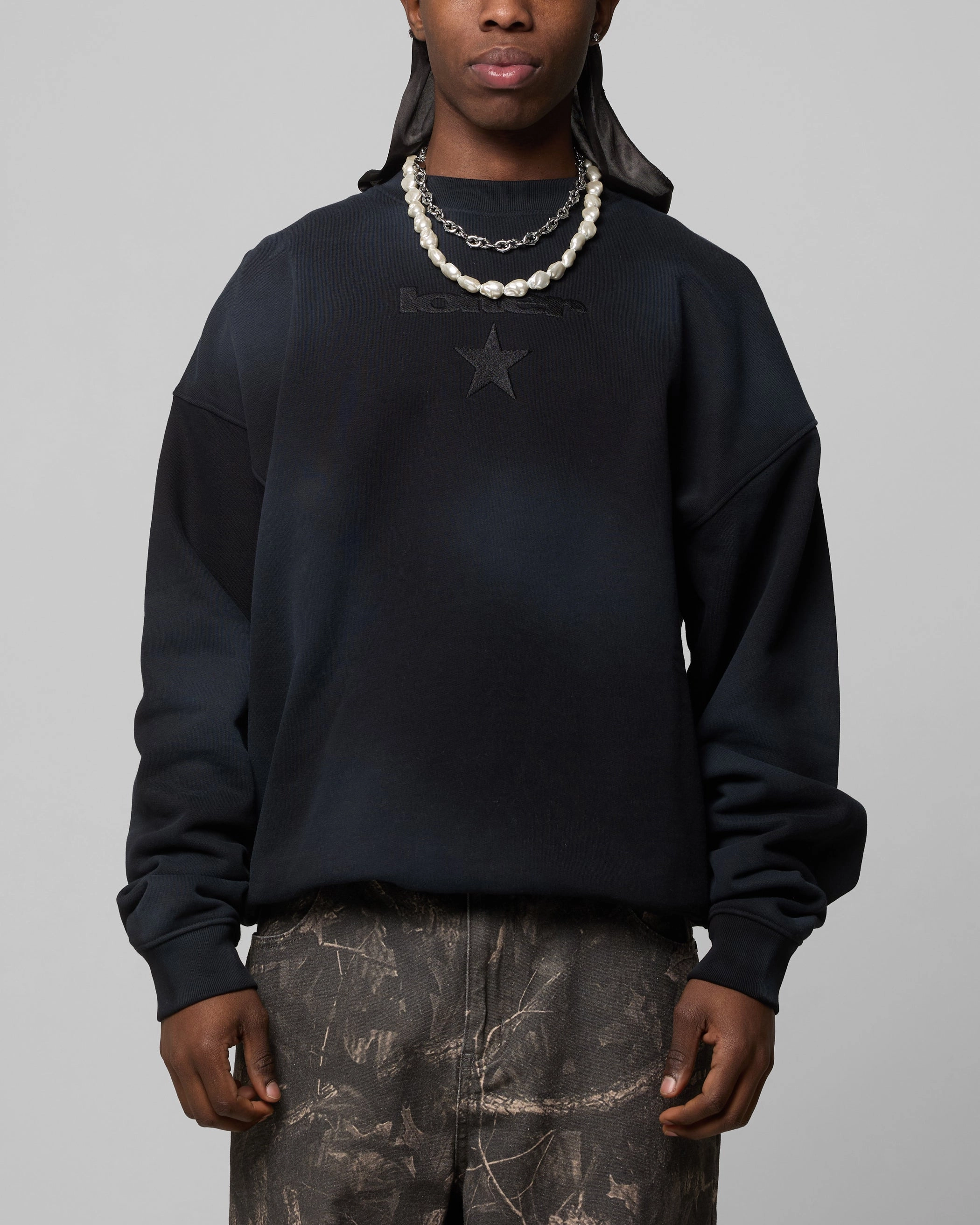 SustainableBlend Loiter Premium Essentials Crewneck Washed Black