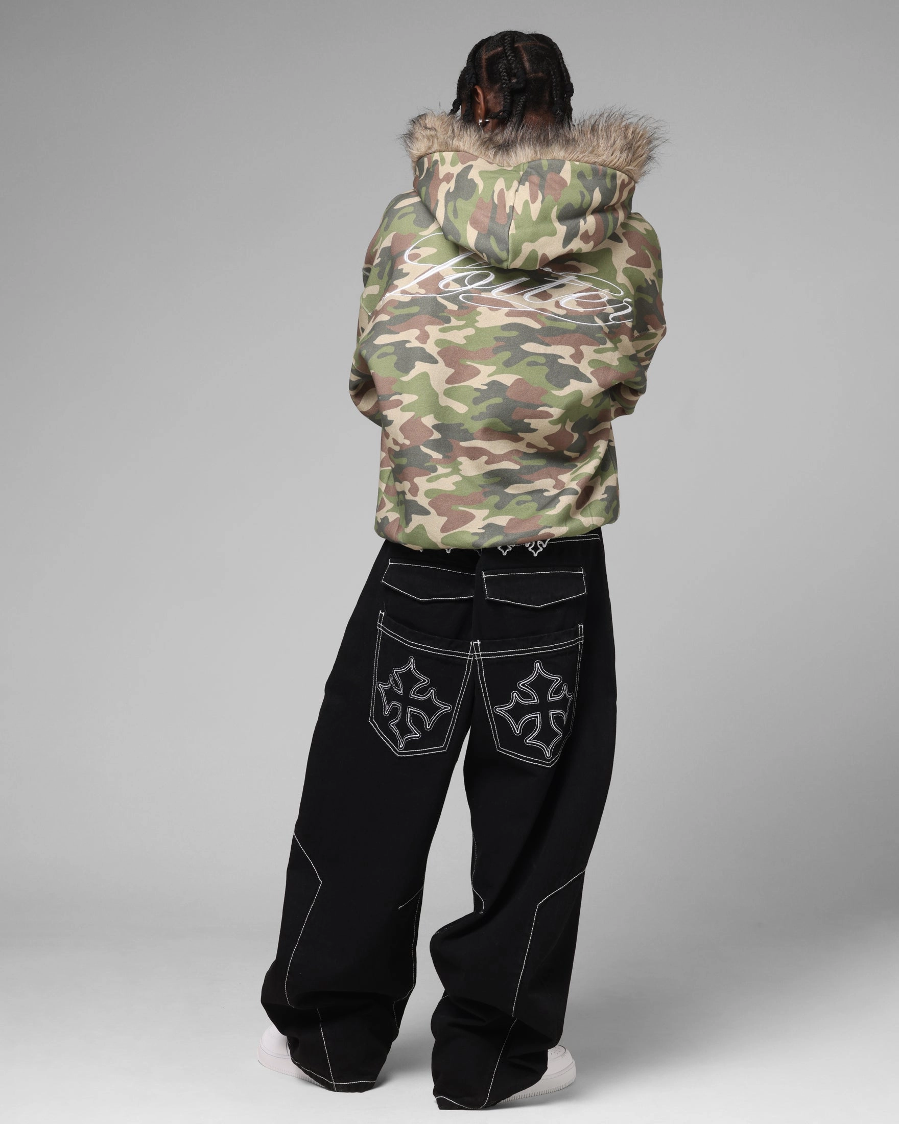 Loiter Purity Zip Hoodie Camo Trendy Cardigan HighNeckCut