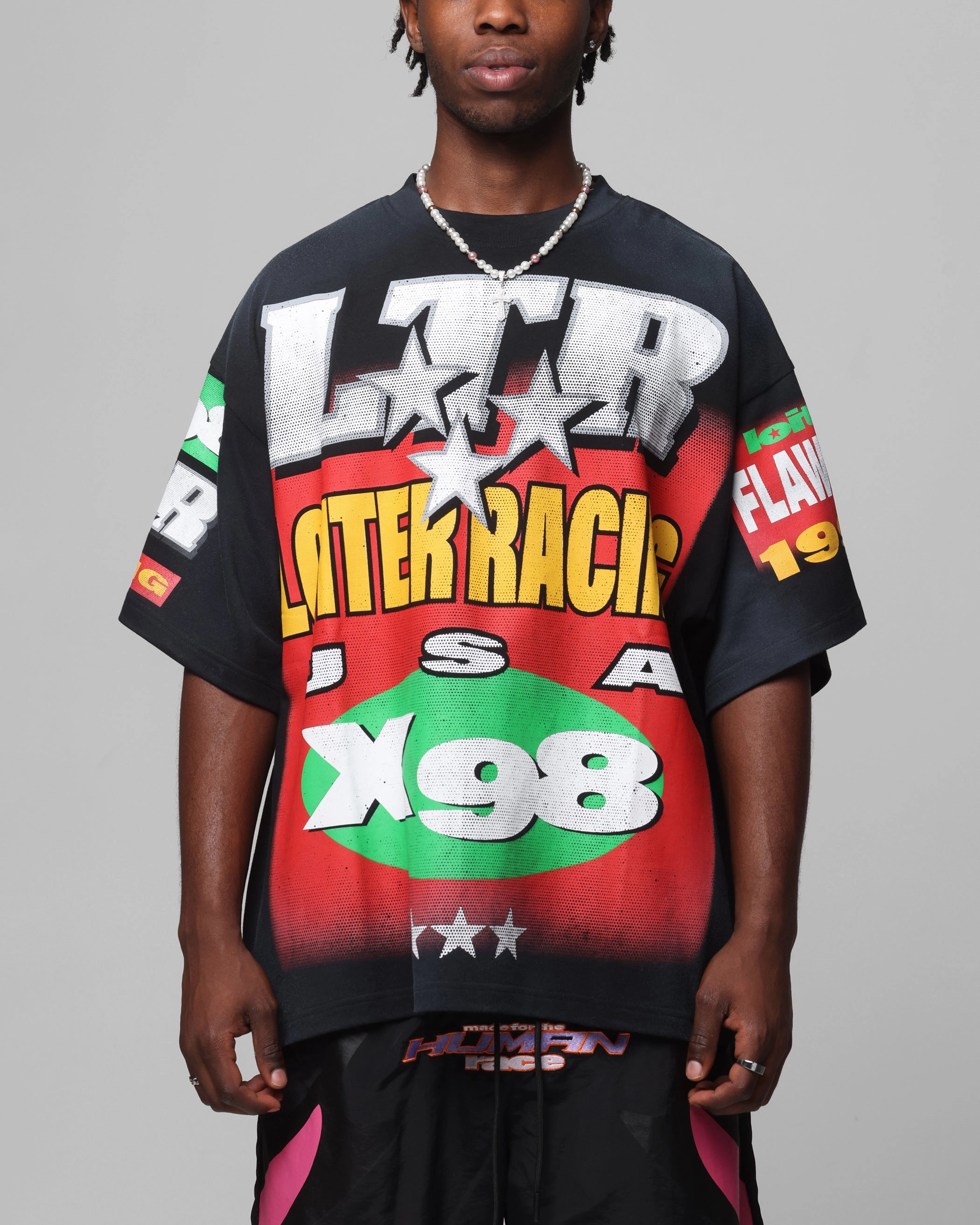 Loiter Racer Box T-Shirt Vintage Black EasyCare Material Asymmetrical hem