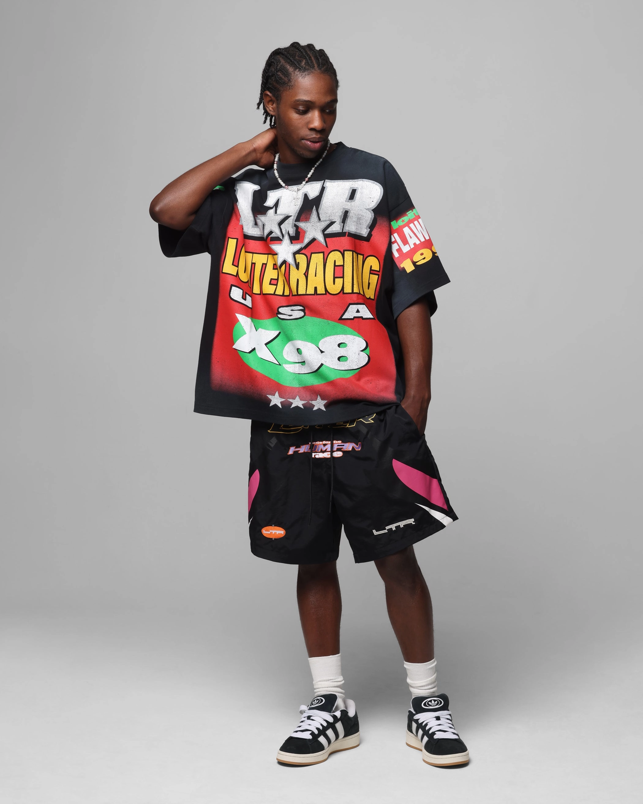 Loiter Racer Box T-Shirt Vintage Black FadeResistant Treatment Multi Way Adjustable Fit