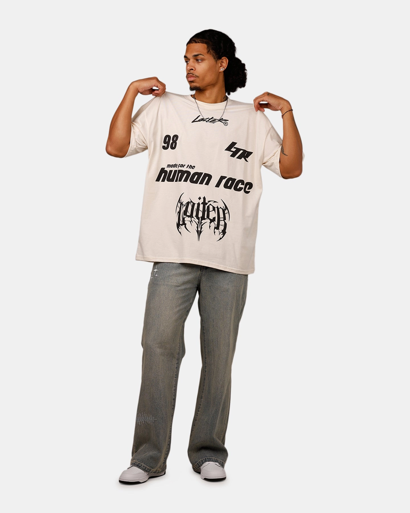 Loiter Racer T-Shirt Off White Microfiber Blended Fabric