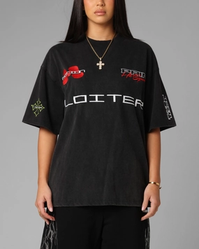 Loiter Racing Premium T-Shirt Charcoal AbrasionResistantFabric