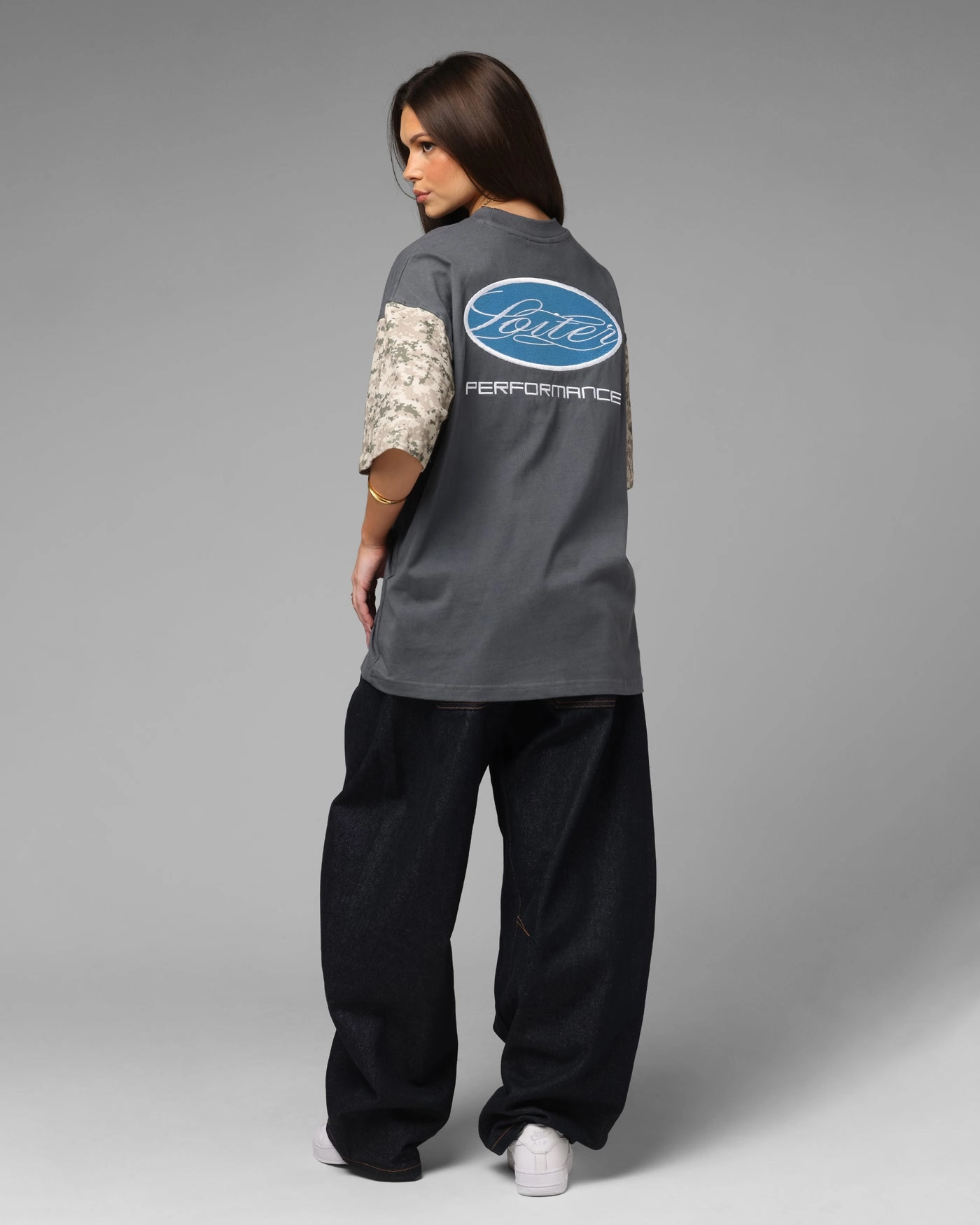 Loiter Rodeo T-Shirt Black/Camo Ribbed Hem Low Profile Waistband Integration