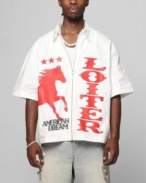 Loiter Rodeo Zip Up Shirt Off White Sweat Absorbing Lining