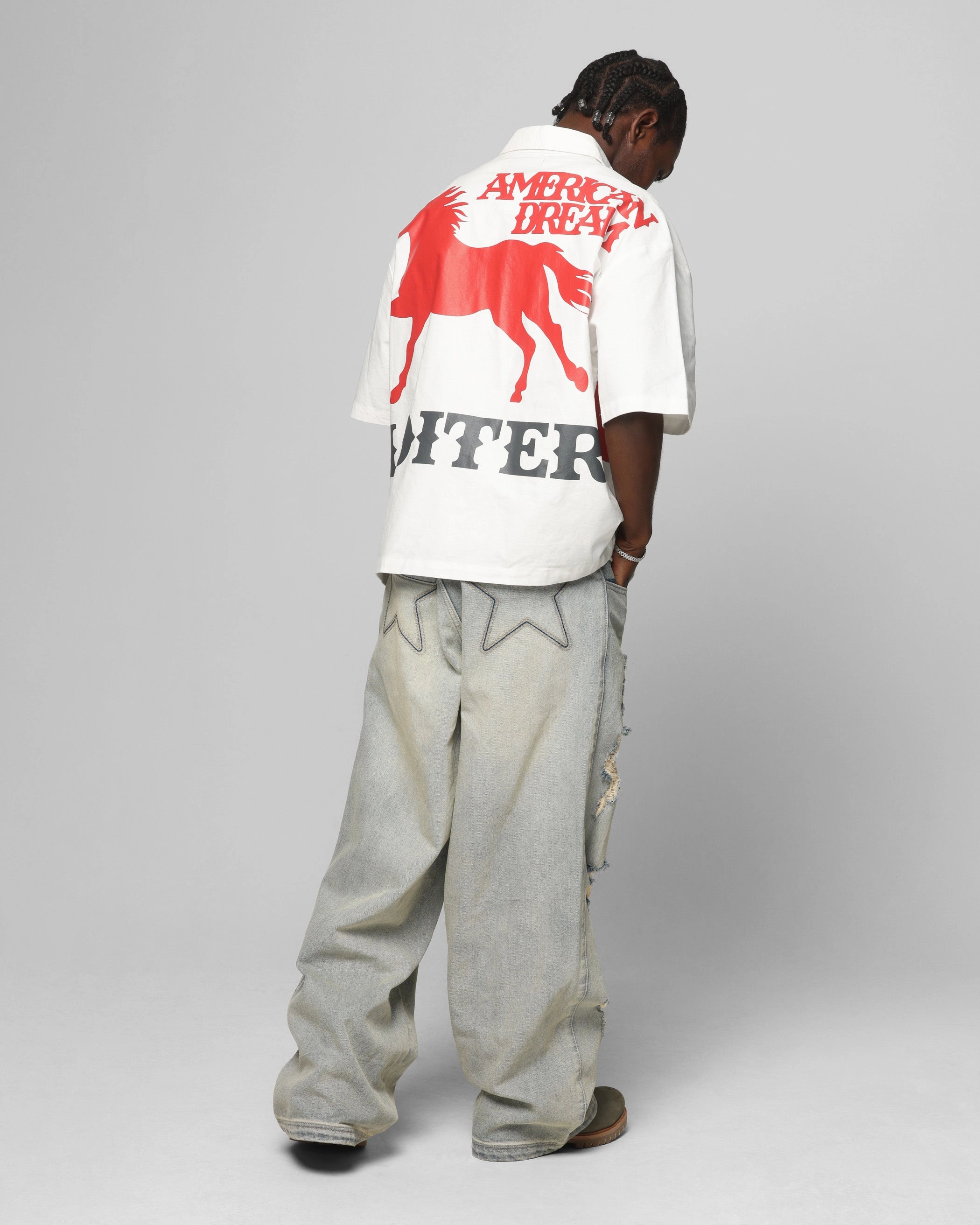 Tunic top Loiter Rodeo Zip Up Shirt Off White