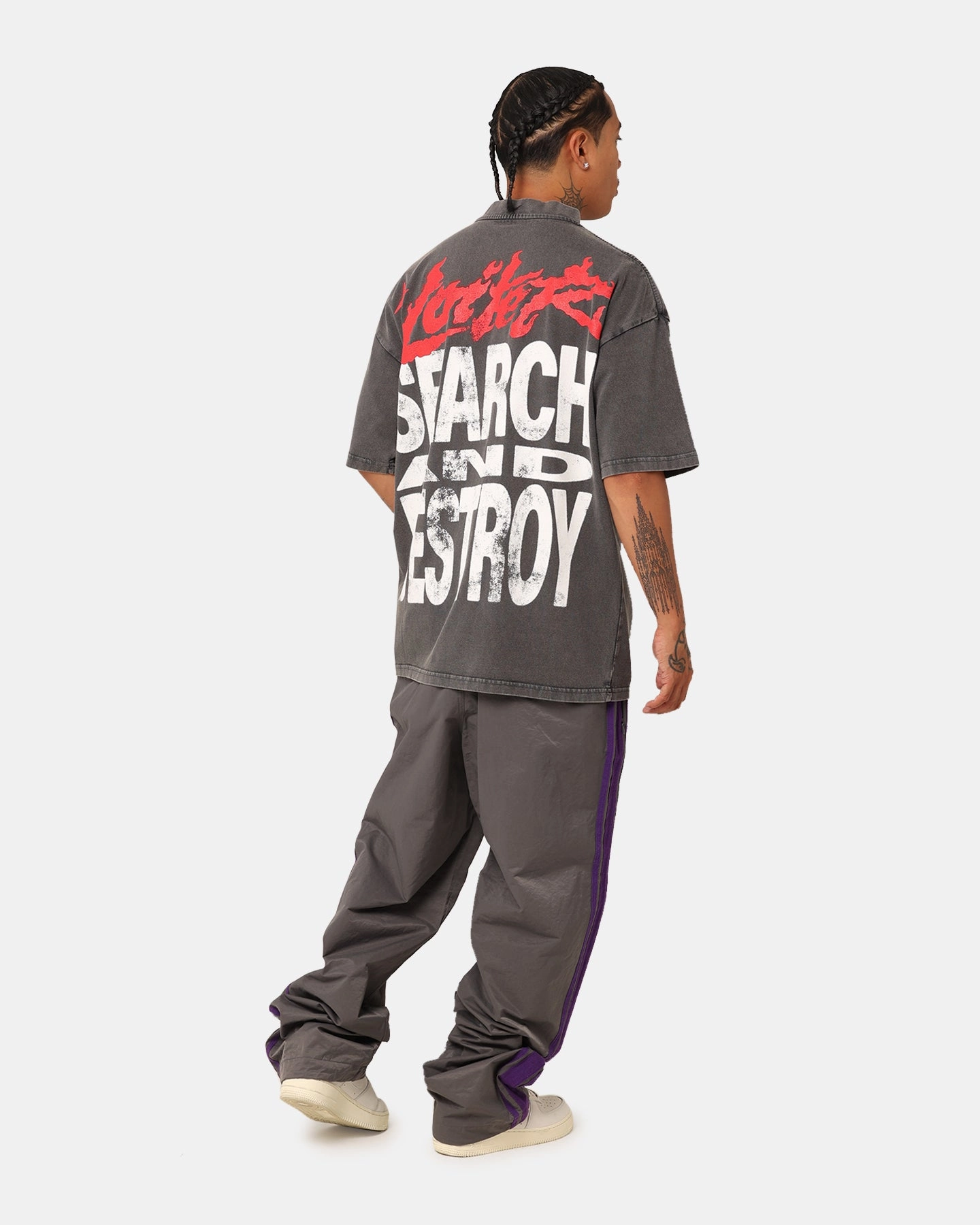 Loiter Search And Destroy Oversized T-Shirt Charcoal Grey All Purpose Casual Cut