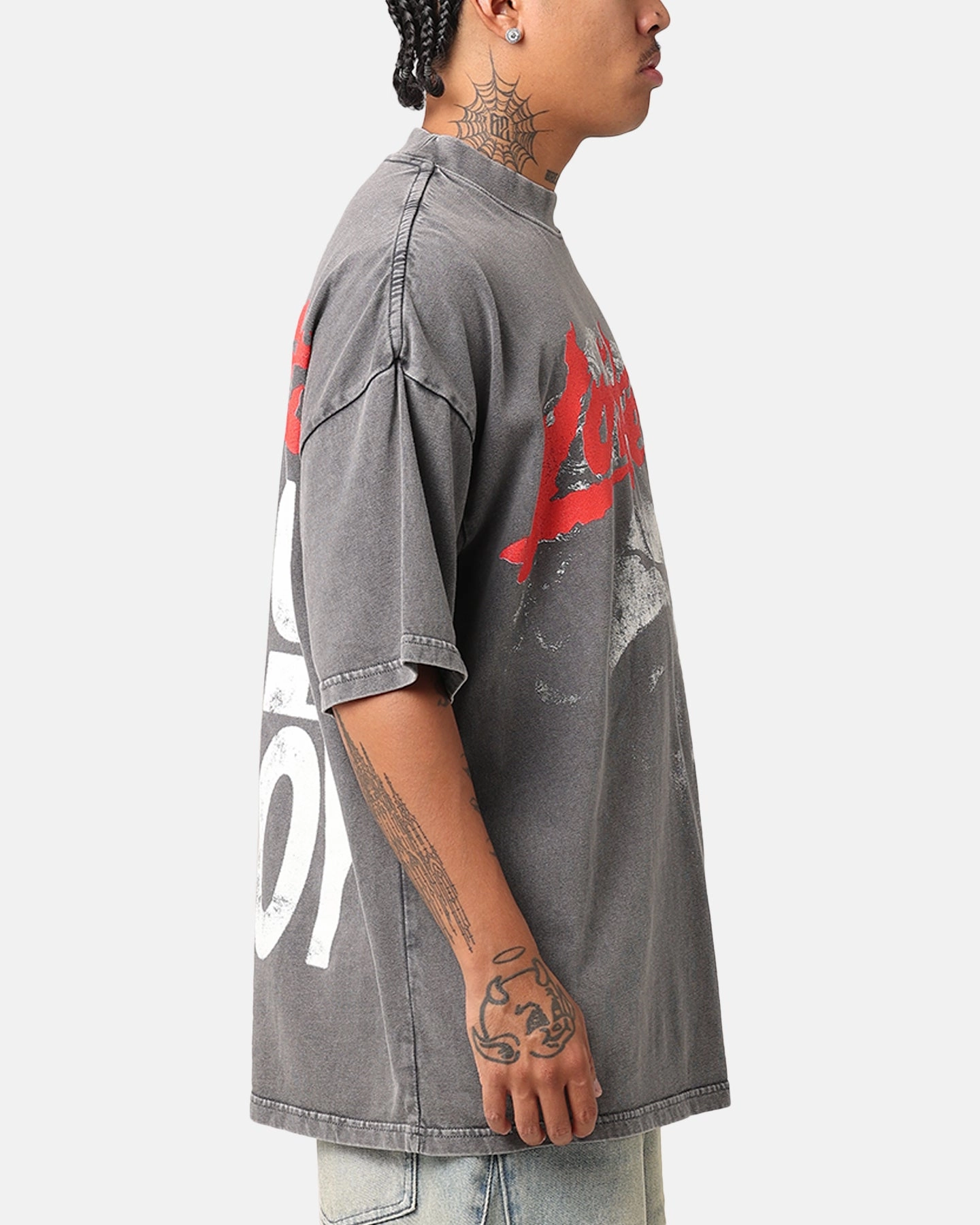 WrinkleResistant Fabric NoiseReduciting Zipper Loiter Search And Destroy Oversized T-Shirt Charcoal Grey