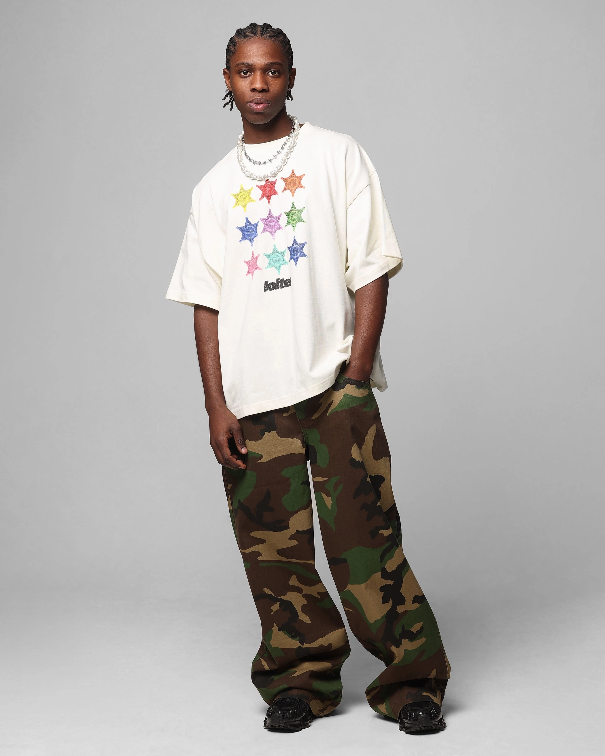 Loiter Sherif Vintage T-Shirt Off White MultiFunctionalPockets FlatlockStitching