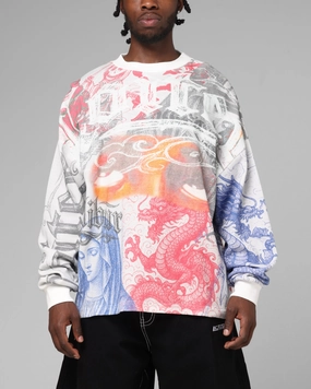 Loiter Sketch Book Long Sleeve T-Shirt White Regular Fit VNeckline