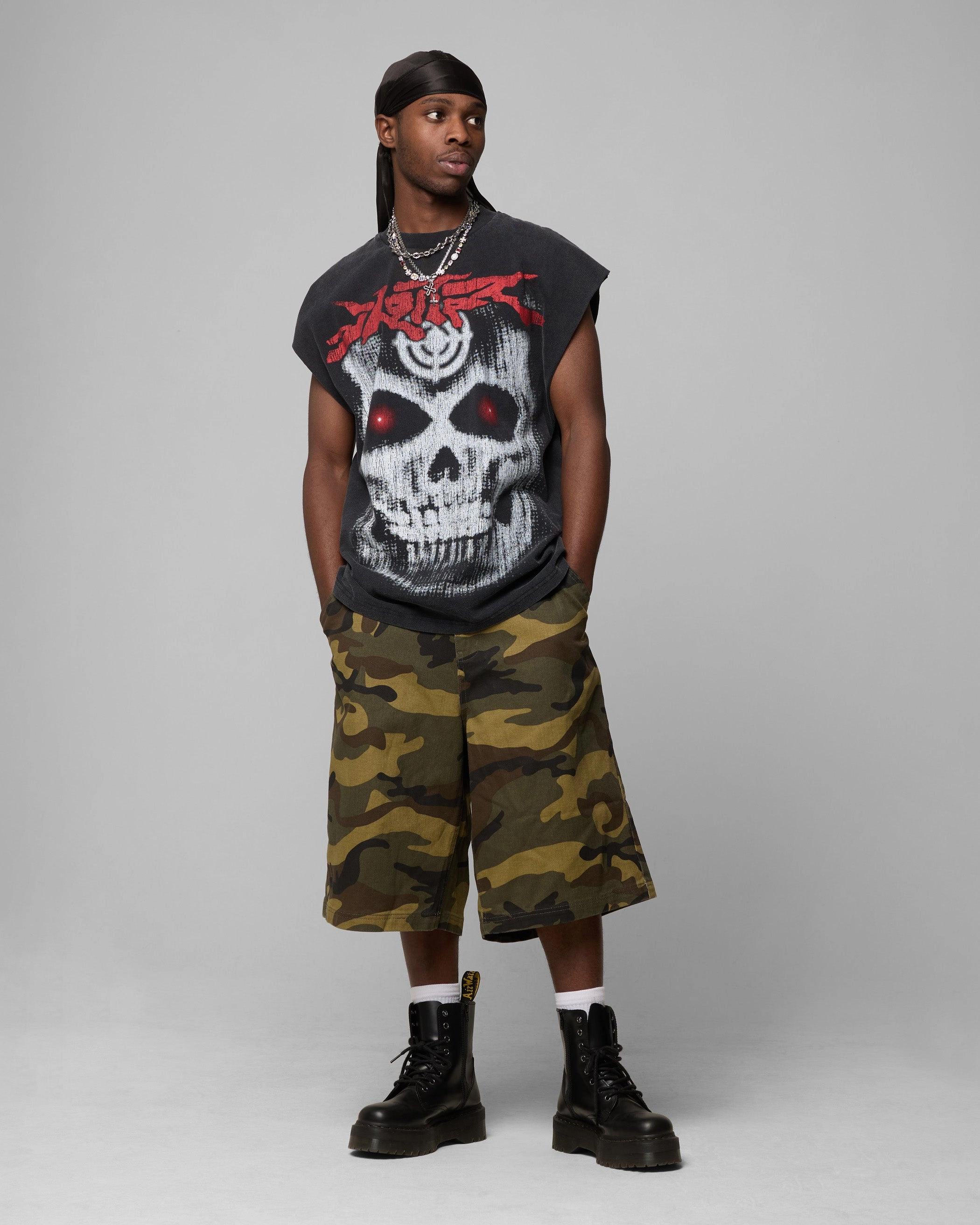 Loiter Ski Mask Muscle T-Shirt Vintage Black Flexible Waistband Adaptation