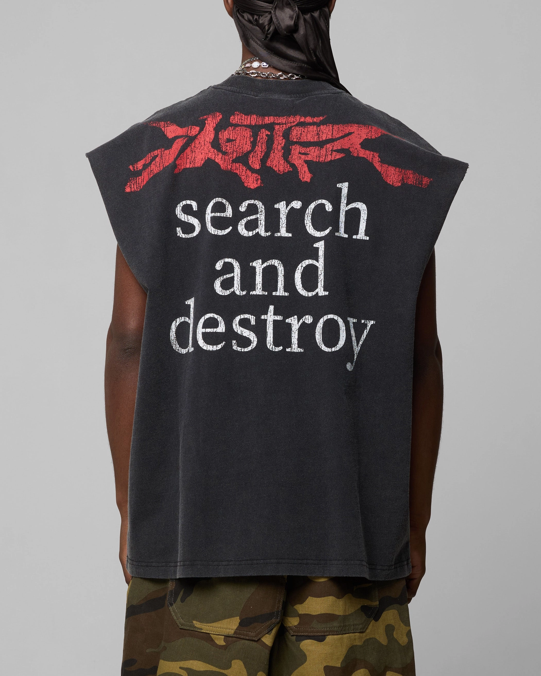 Comfortable Cut Loiter Ski Mask Muscle T-Shirt Vintage Black