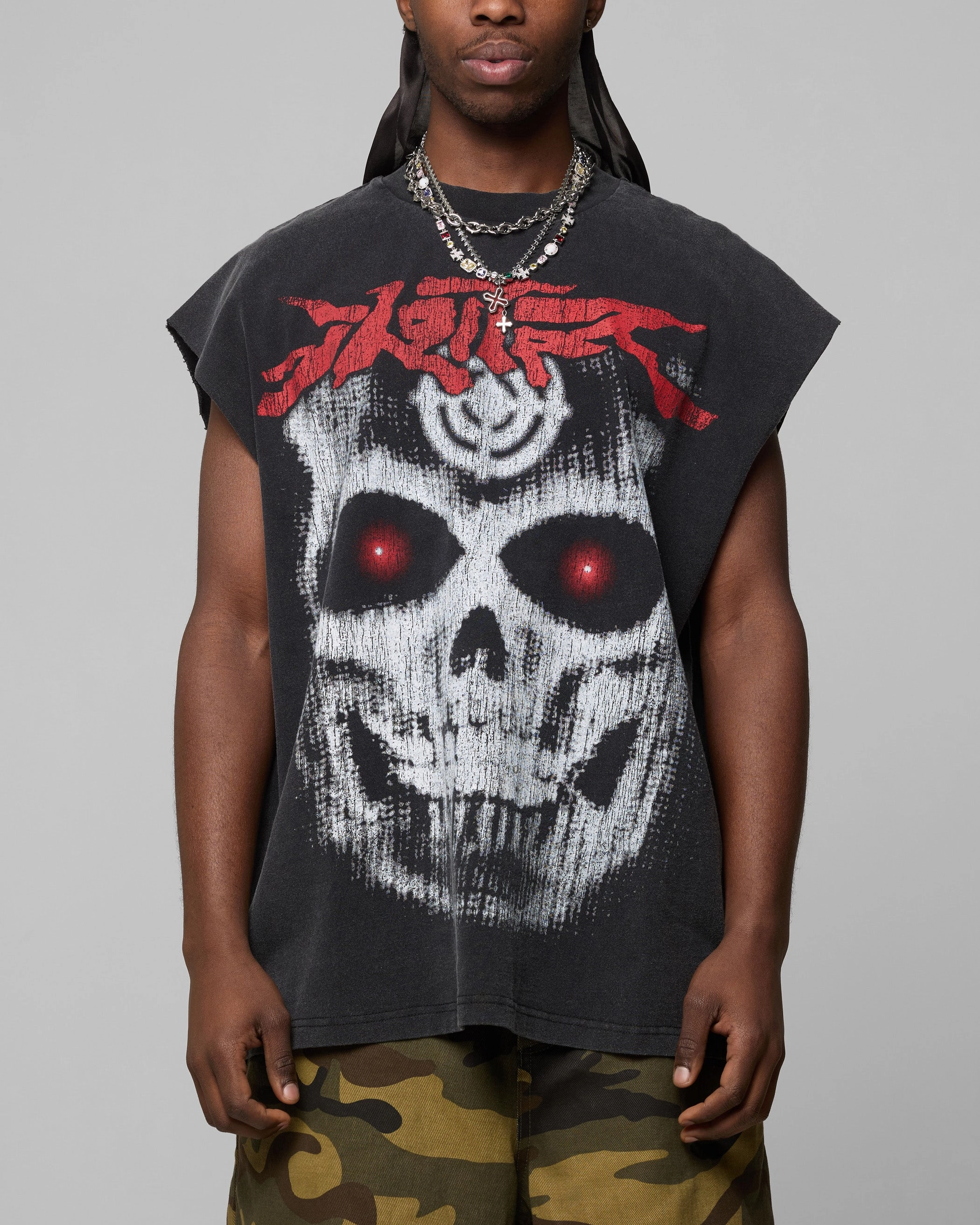 TaglessCollar BreathableFabricTech Loiter Ski Mask Muscle T-Shirt Vintage Black