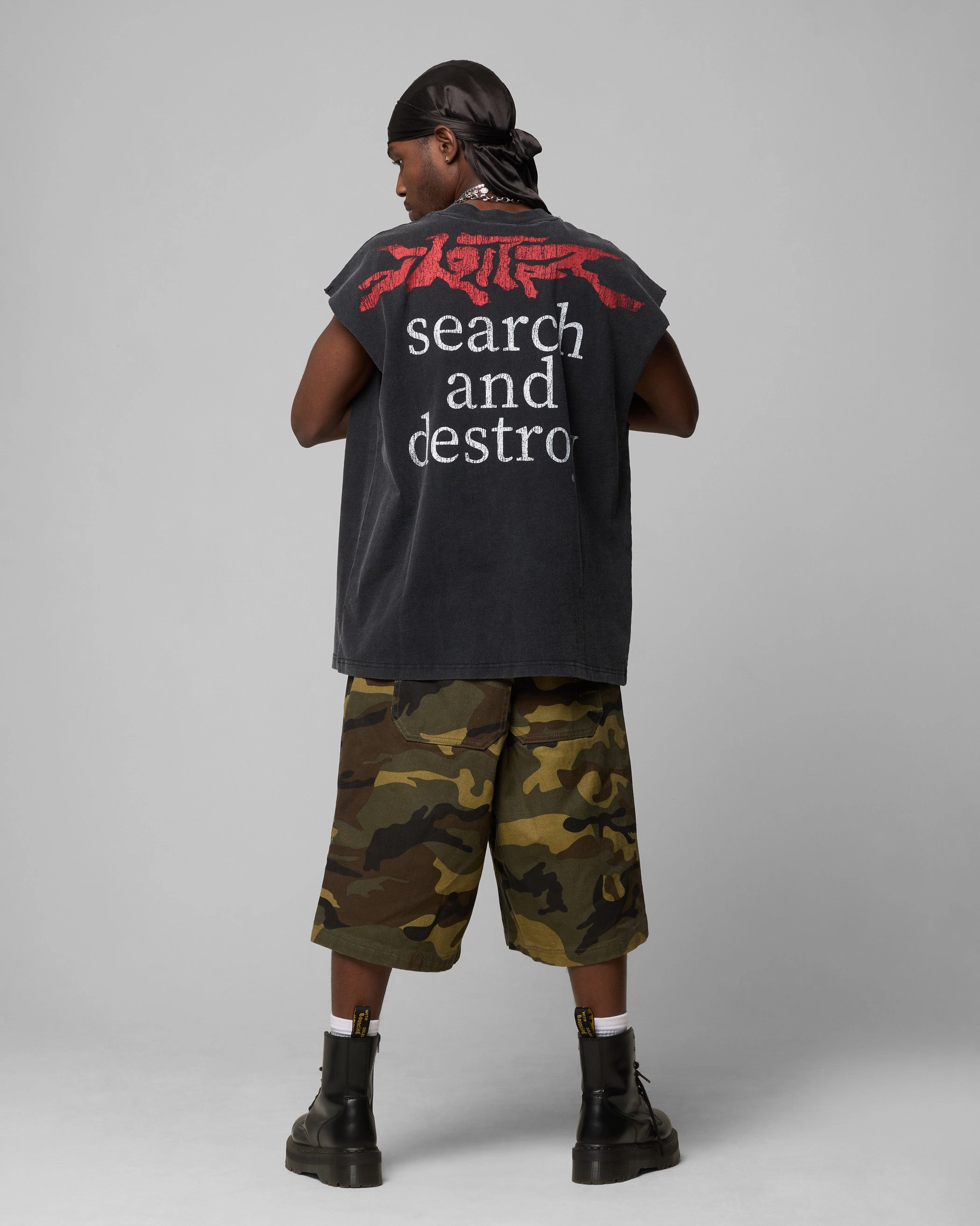 Formal Tank Shape Retention Fabric Loiter Ski Mask Muscle T-Shirt Vintage Black