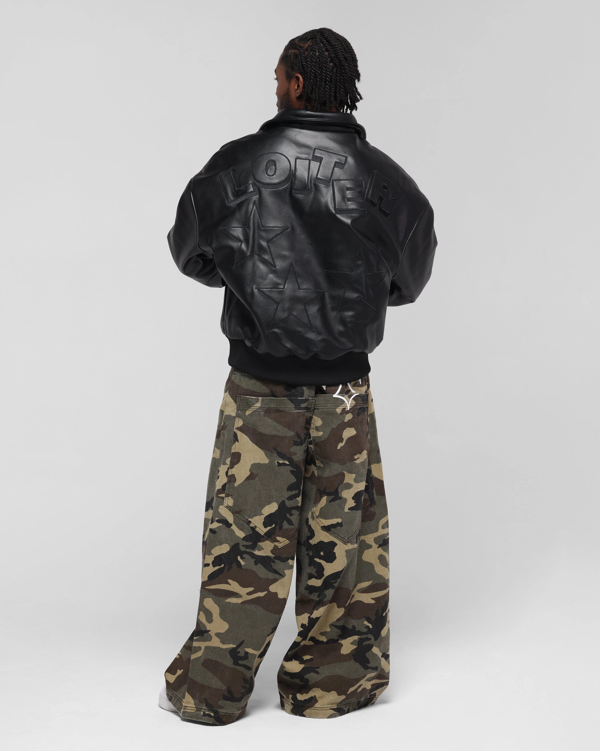 Loiter Solar Vegan Leather Varsity Jacket Black Essential City Look Anti Pilling