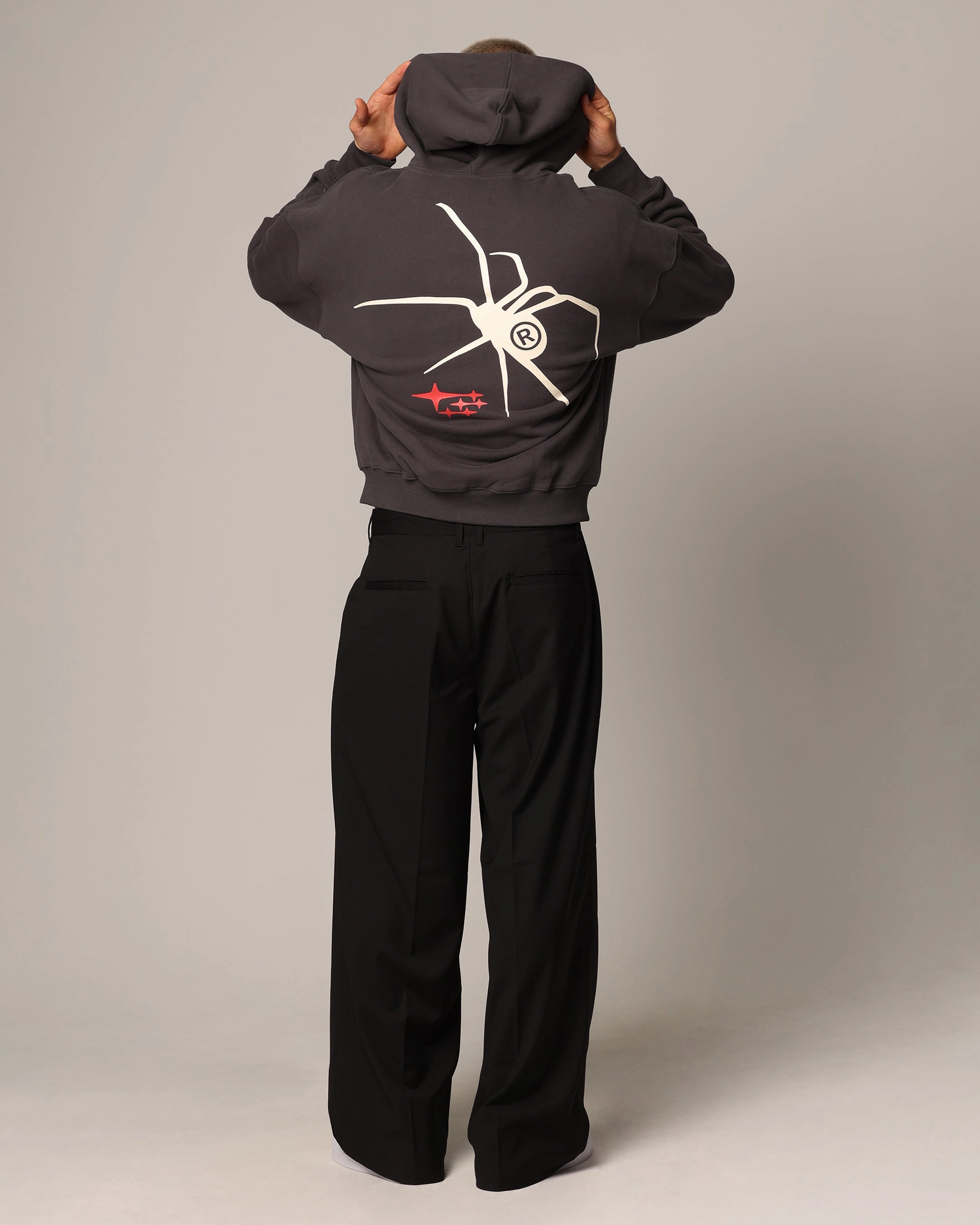 Loiter Spider Zip Hoodie Charcoal SeamFree Knitting