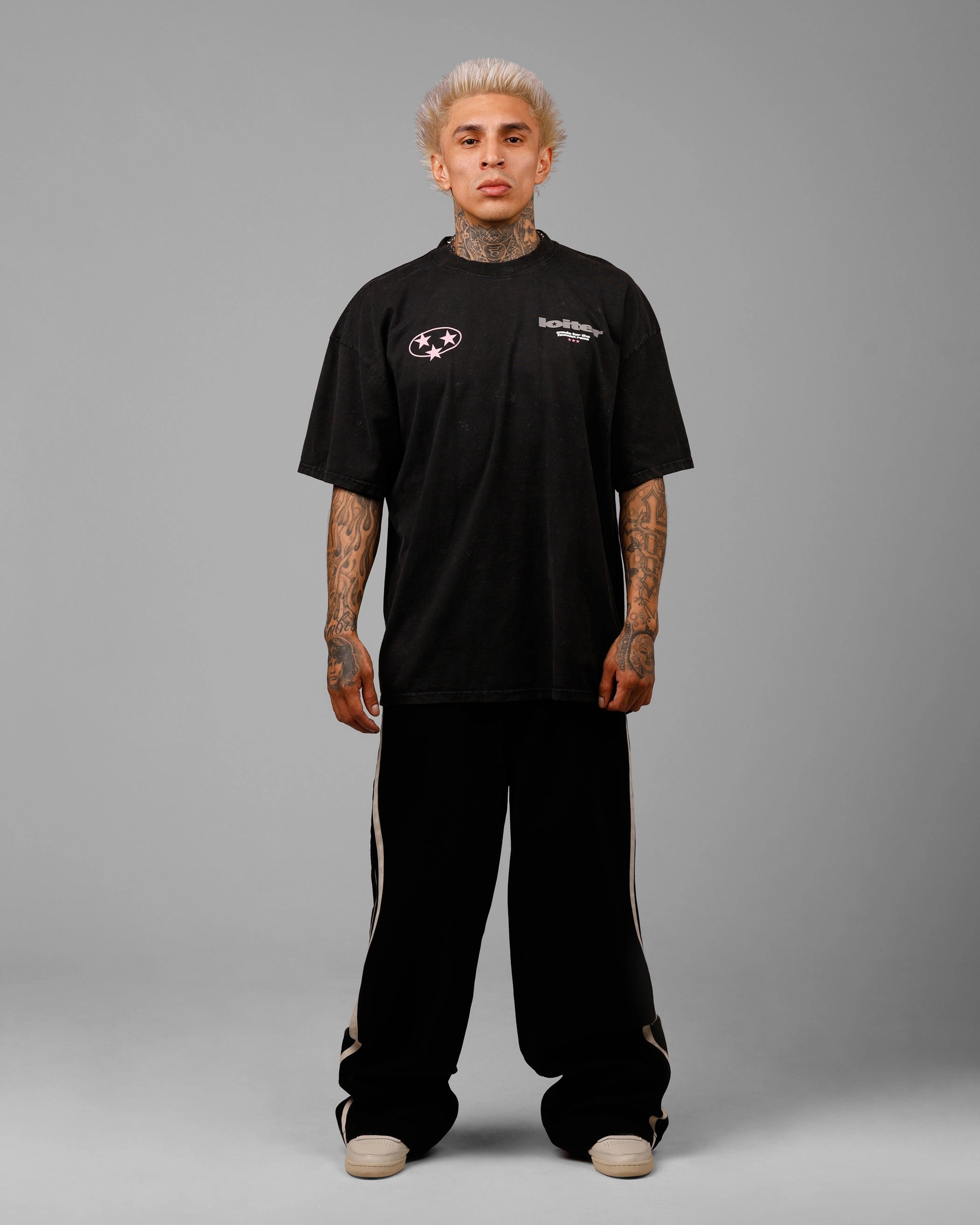 Loiter Star Child T-Shirt Black Acidwash Sporty Design
