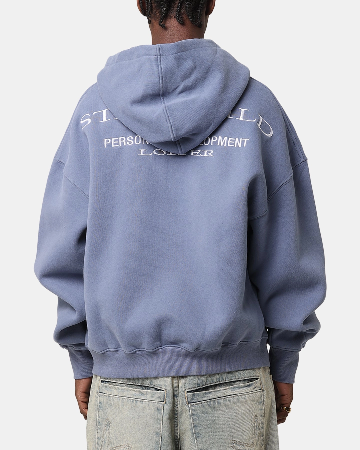 Hidden Button Placket Cool and Breezy Loiter Star Child Zip Hoodie Navy