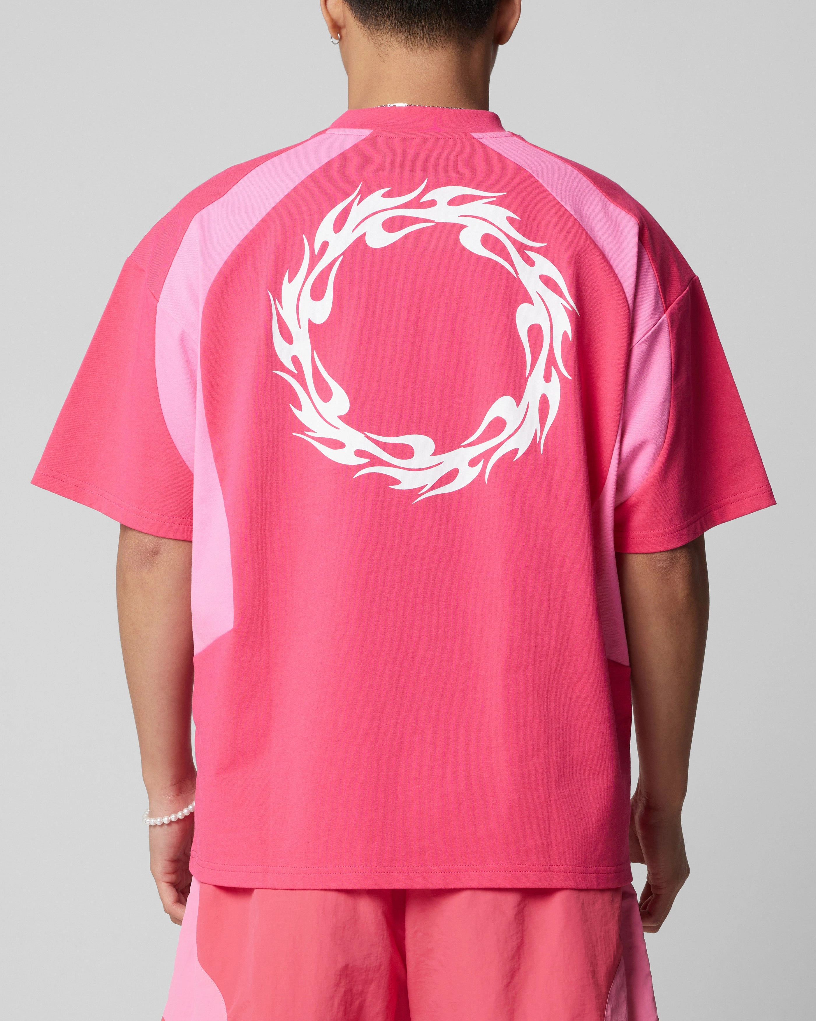 Loiter Subcultural Panel T-Shirt Pink BondedShoulder Friction Resistant Edges
