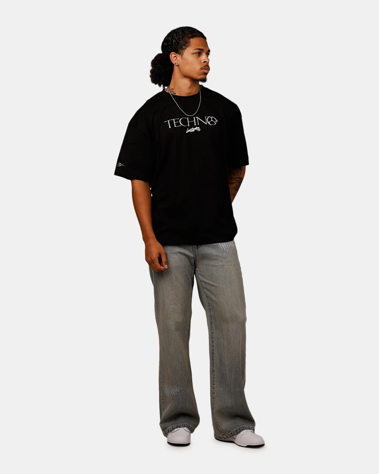 Vintage Pullover Loiter Techno T-Shirt Black