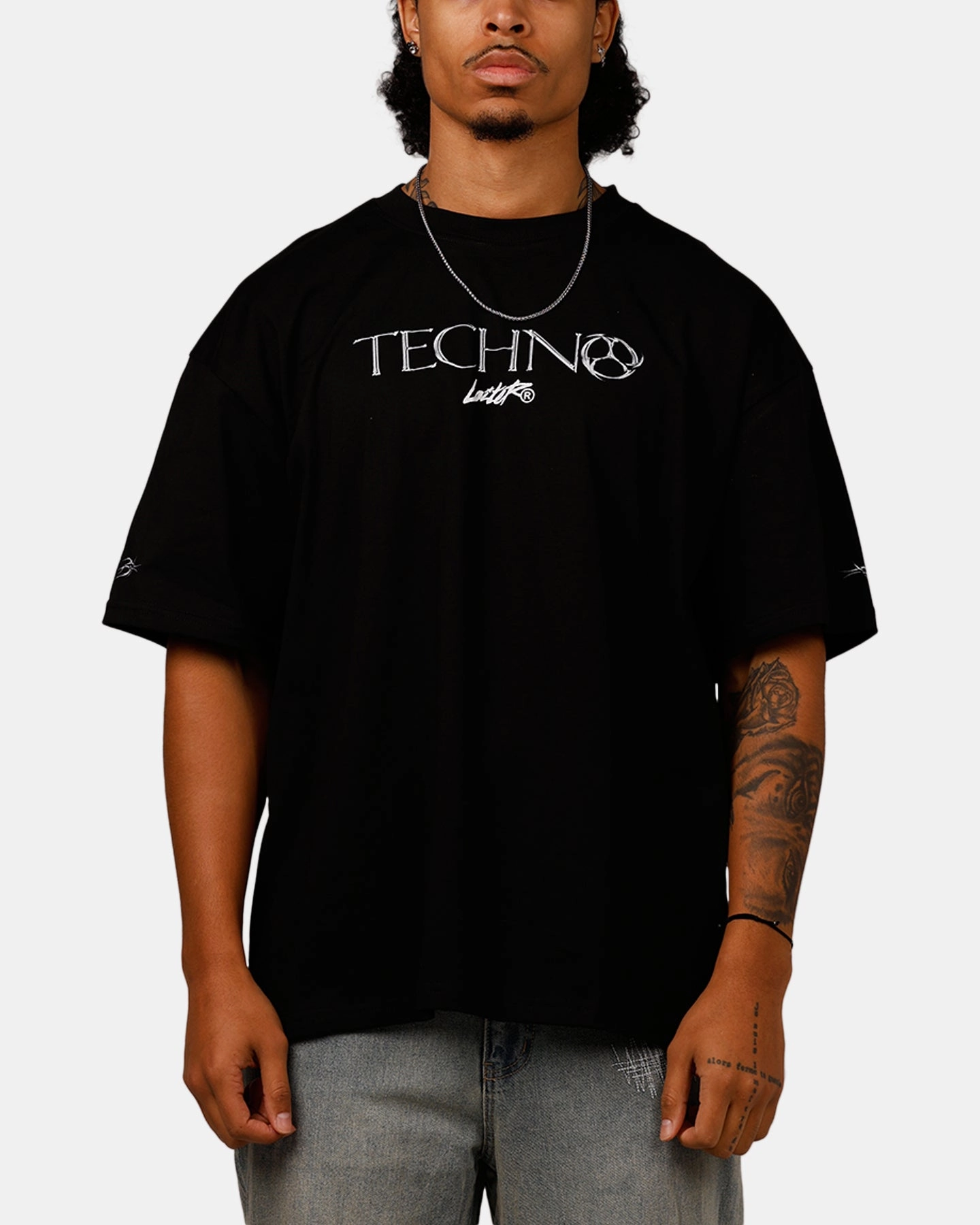 Loiter Techno T-Shirt Black Bold Patterns AllDay Comfort Tech