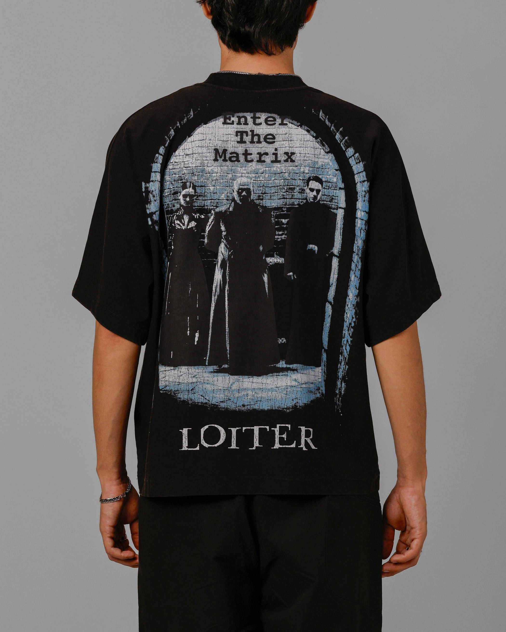 Ribbed Trim Details Bamboo Derived Material Loiter The Matrix Boxy T-Shirt Washed Black