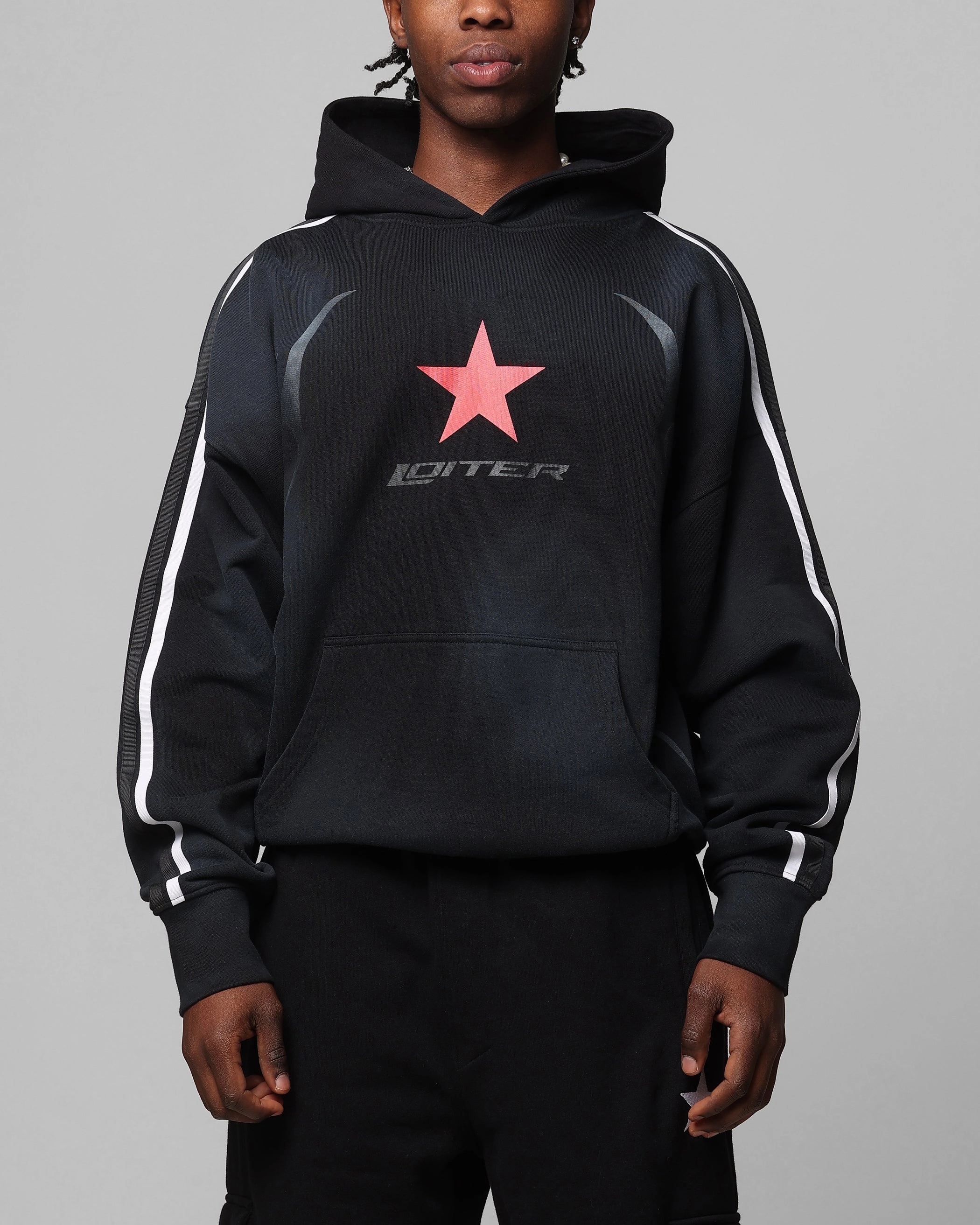 Loiter Trackstar Hoodie Washed Black PreShrunkFabric TactileWeave