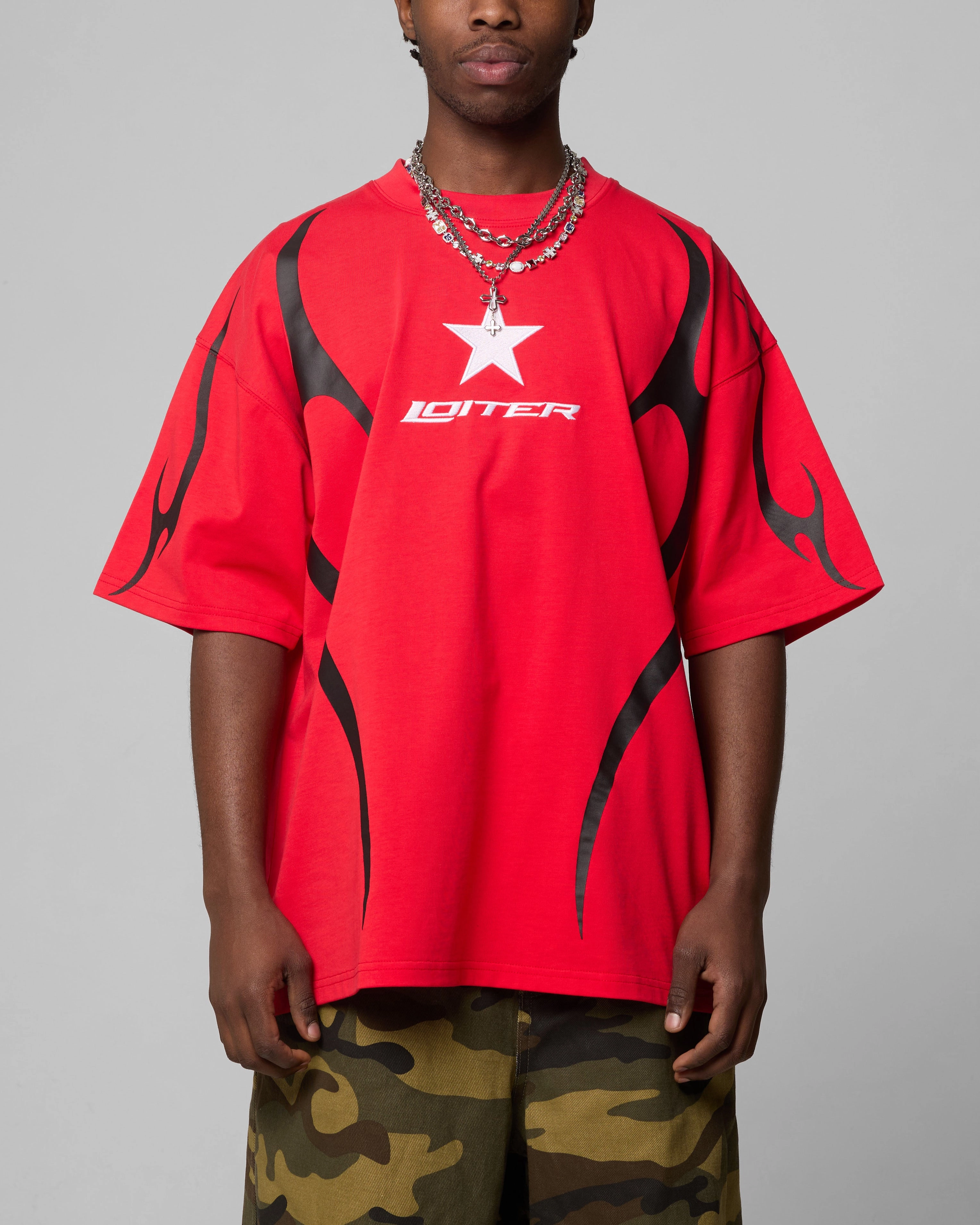 Stretch Comfort Loiter Trackstar T-Shirt Red