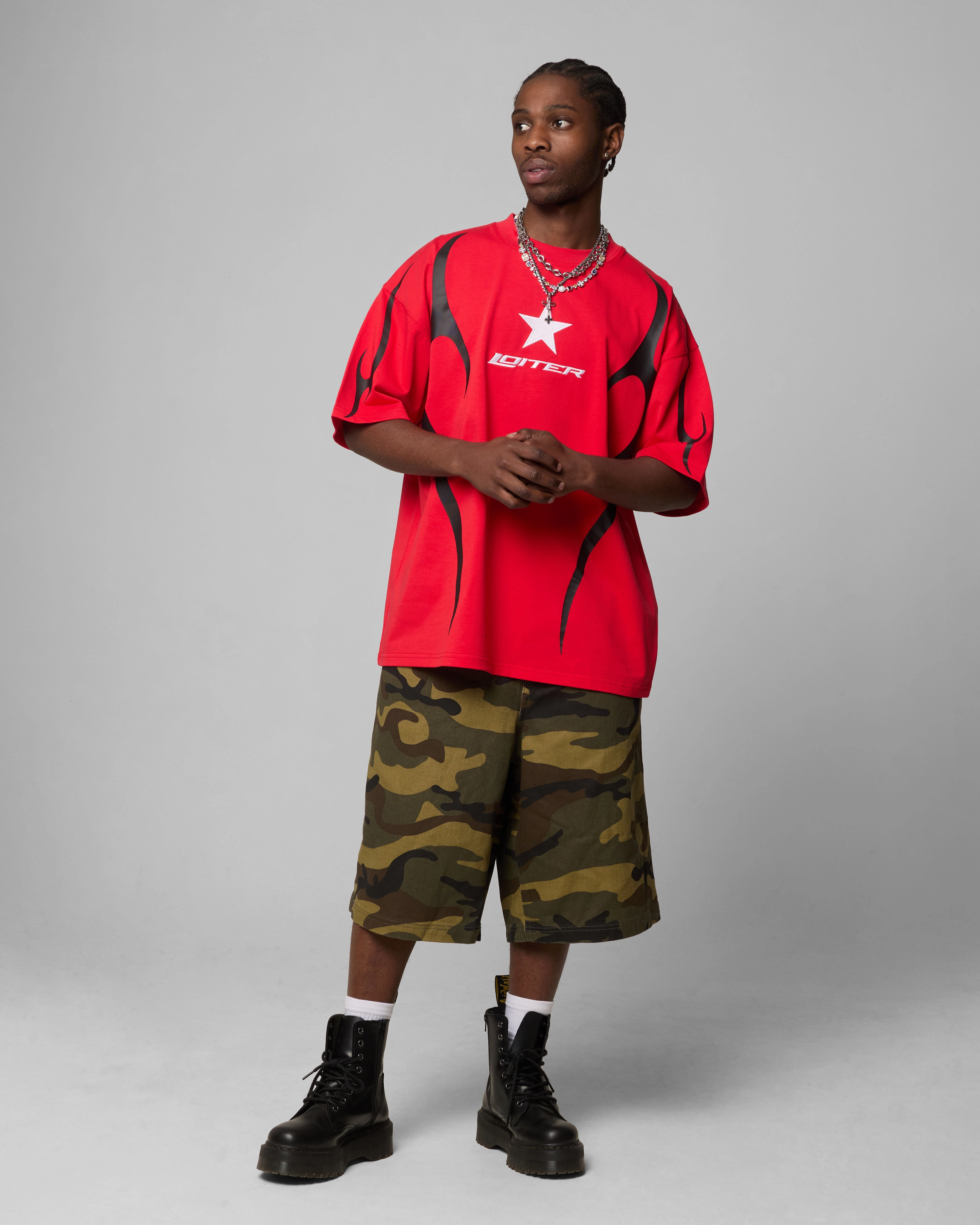 Loiter Trackstar T-Shirt Red Minimalist Design BreathableMeshInsert