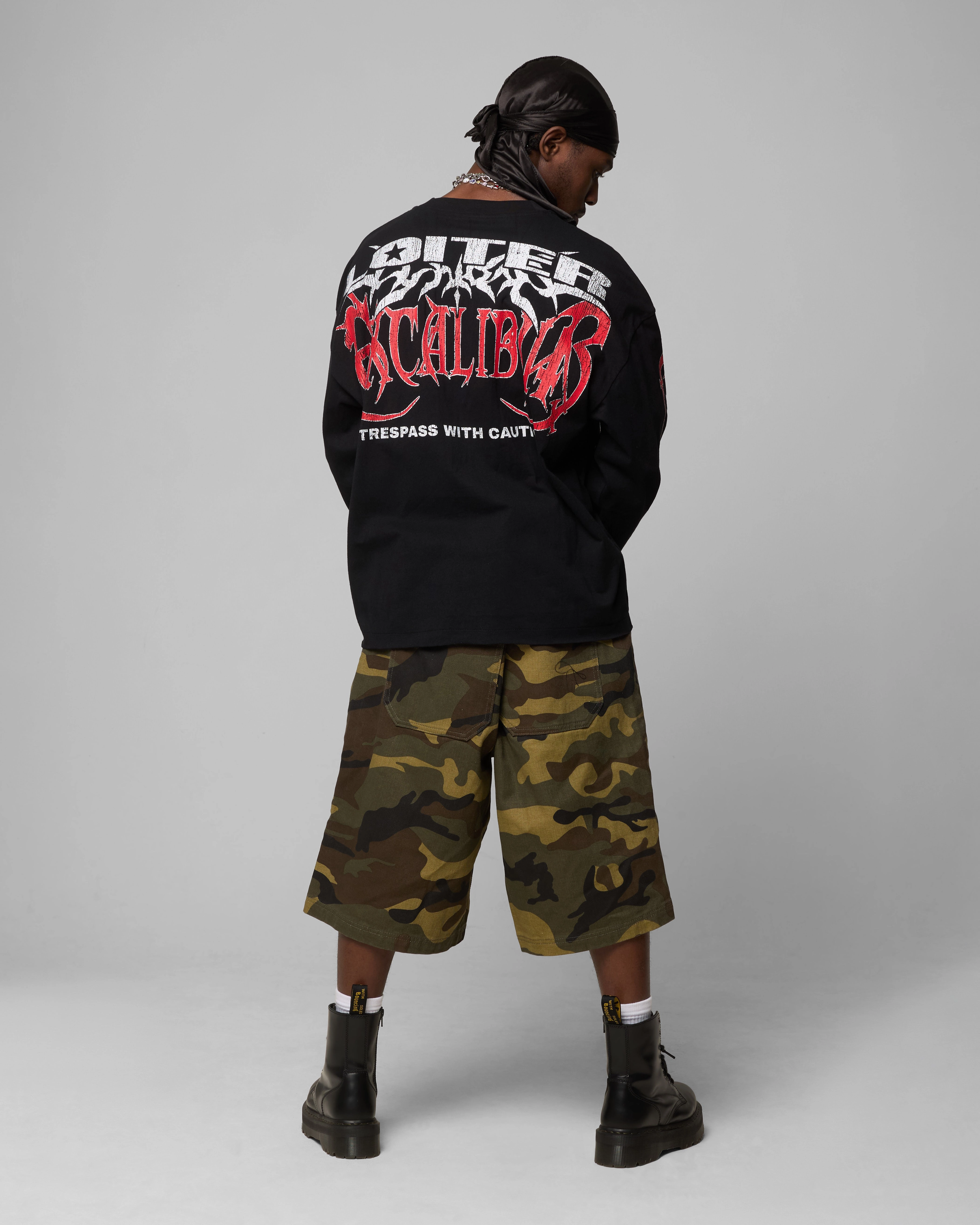 Loiter Trespass Long Sleeve T-Shirt Vintage Black SweatGuard Lining