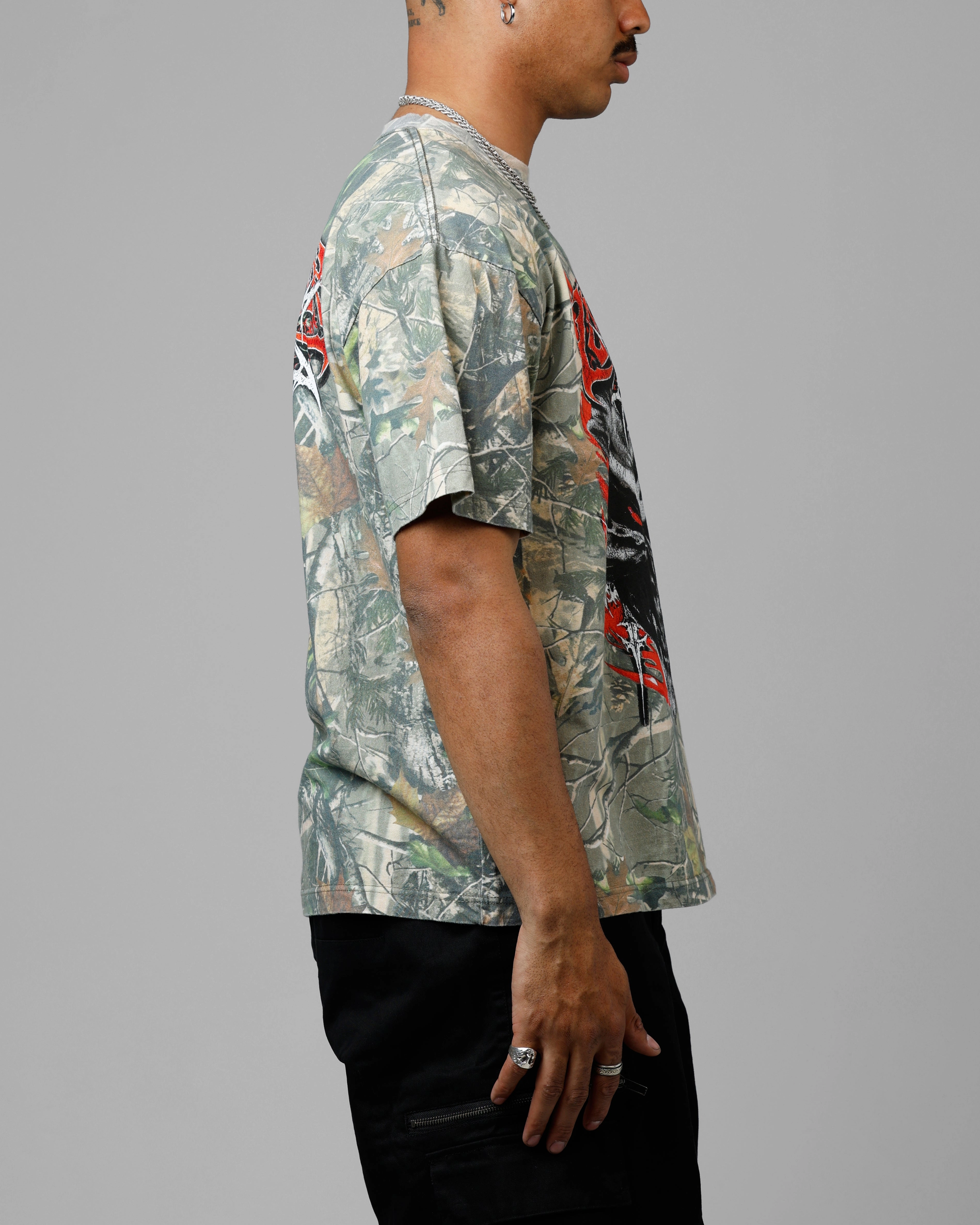Loiter Tribal Skull Camo T-Shirt Real Tree Camo Brushed Interior