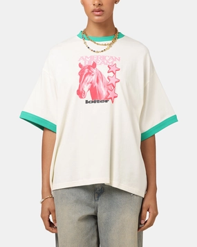 Loiter Western Front Ringer T-Shirt White/Green FlexFoamInserts