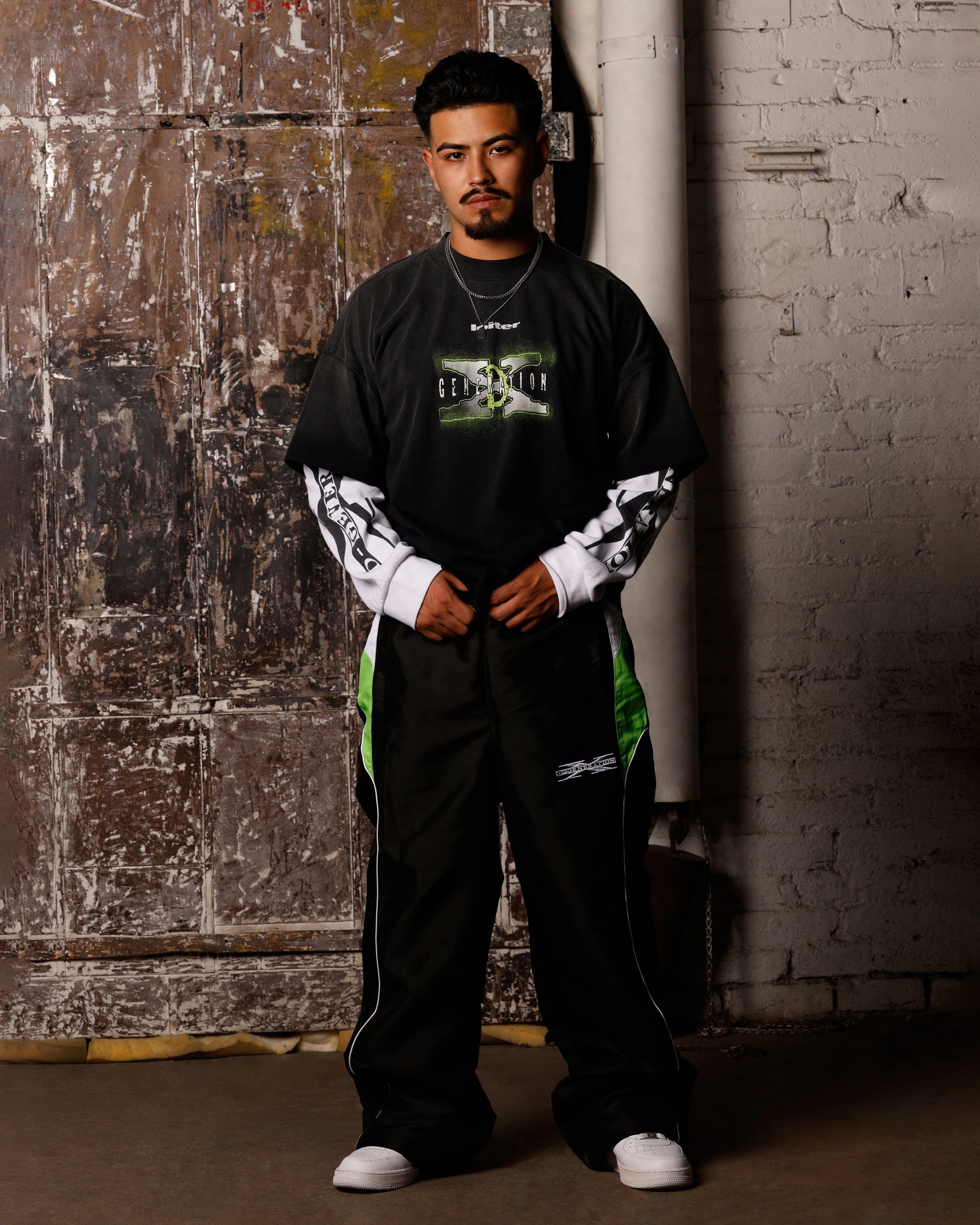 Tencel Lyocell Fiber Loiter X WWE DX Generation Long Sleeve Vintage T-Shirt Black/White