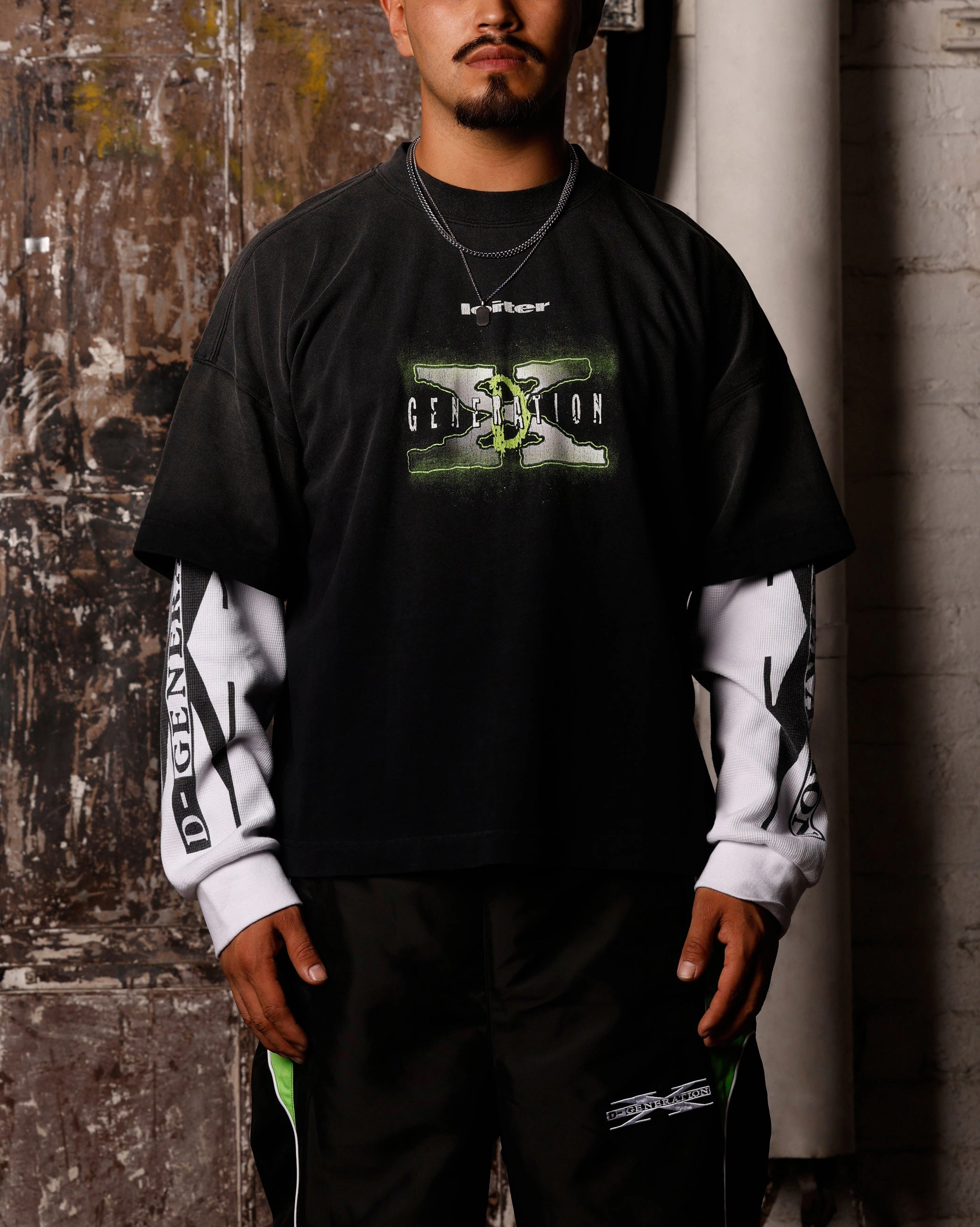 Loiter X WWE DX Generation Long Sleeve Vintage T-Shirt Black/White TailoredCut
