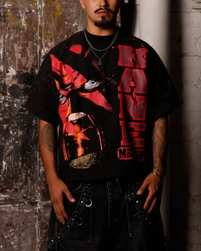 Loiter X WWE Kane Vintage T-Shirt Vintage Black AbrasionResistant Edging