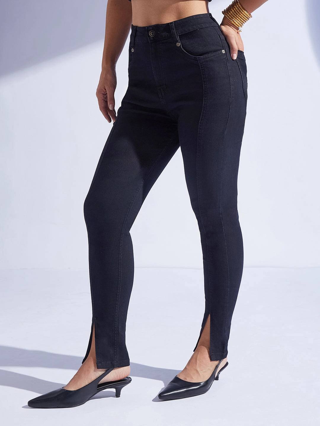 Breathable Lining System Women's Black Skinny High-Rise Regular-Length Stretchable Denim Jeans