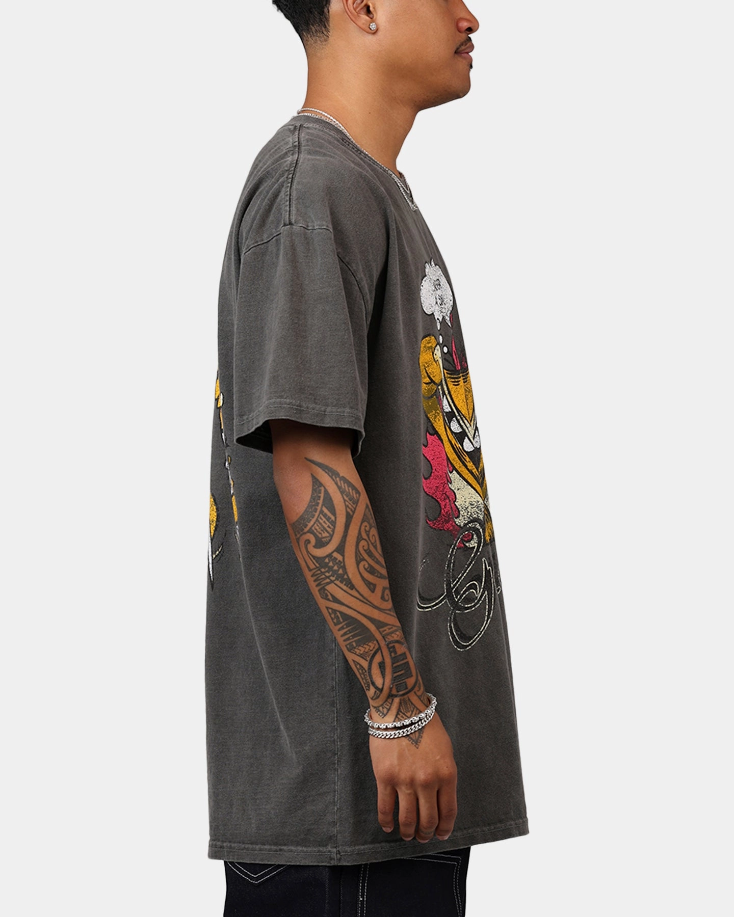 TaglessLabel NaturalFiberBlend Vintage Goat Crew X Garfield Smiling Cat Heavyweight T-Shirt Vintage Black Wash