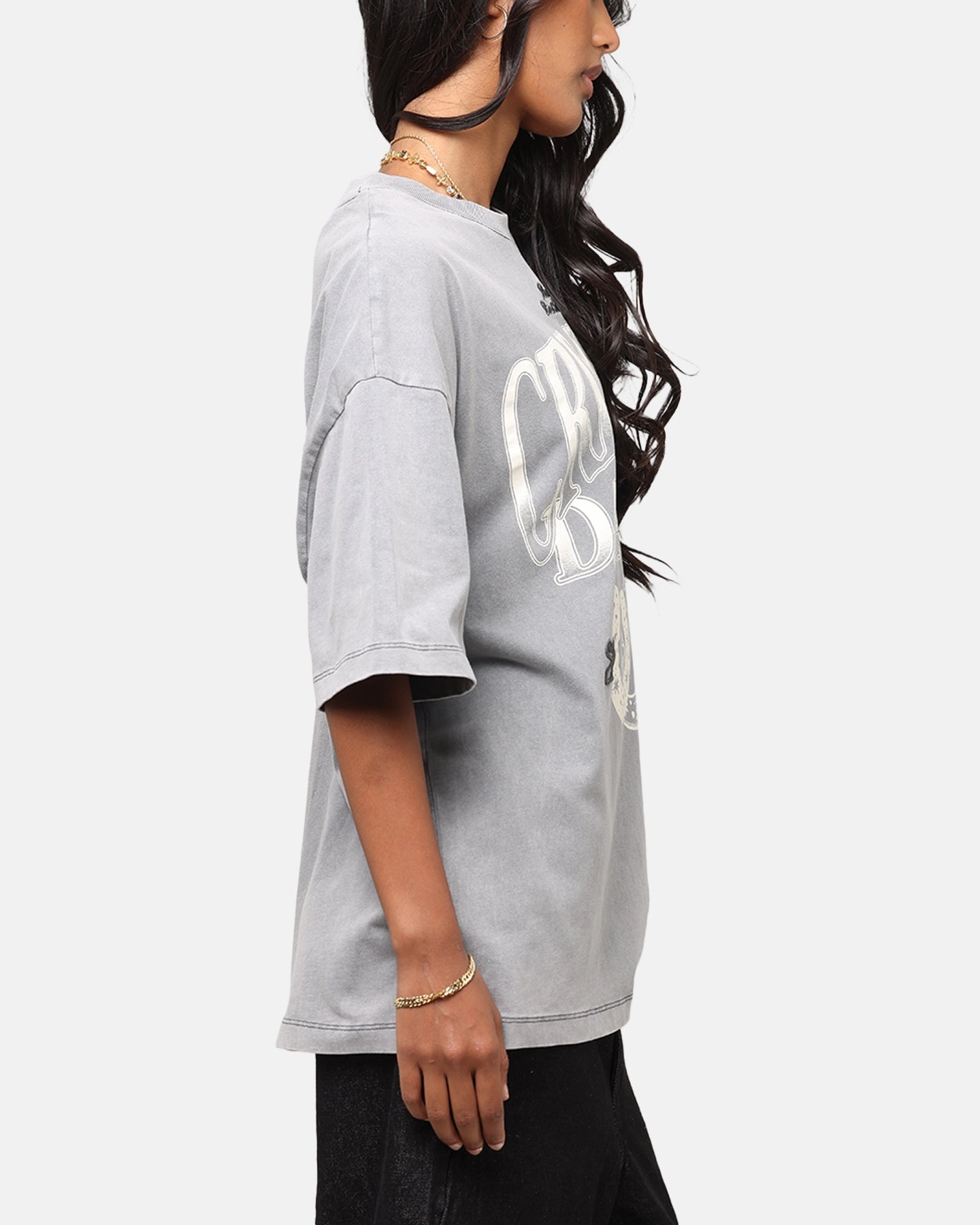 Criminal Damage Horseshoe T-Shirt Washed Black Formal Blouse