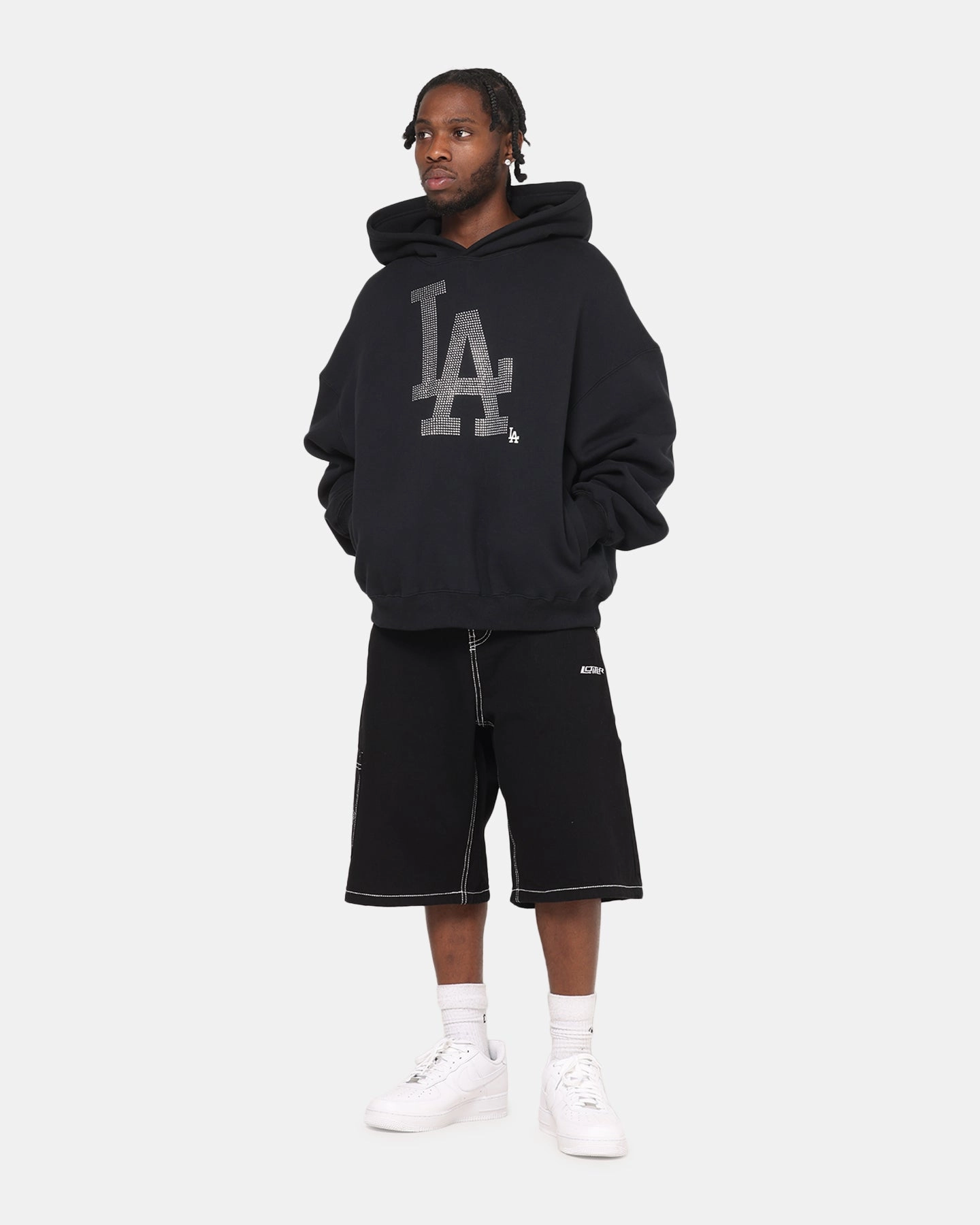ThermalRegulationLayer ElasticTrimming Mitchell & Ness Los Angeles Dodgers Rhinestone Hoodie Faded Black