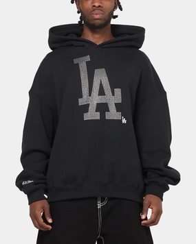 Tagless Collar Mitchell & Ness Los Angeles Dodgers Rhinestone Hoodie Faded Black