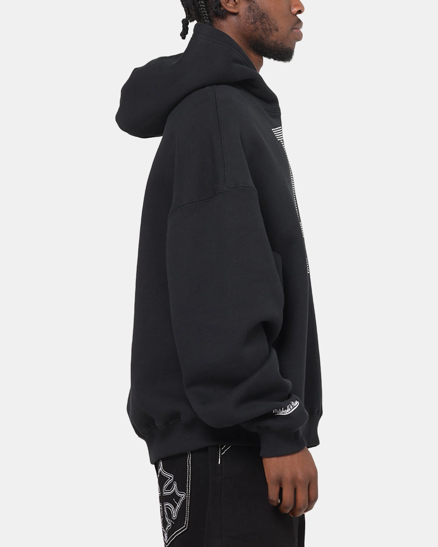 HighCollar Design Reflective Trim Mitchell & Ness Los Angeles Dodgers Rhinestone Hoodie Faded Black