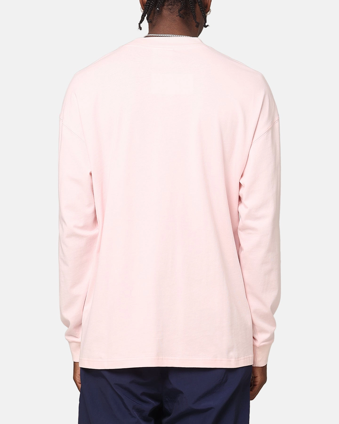 TearResistant Carre Floral Pocket Oversized Long Sleeve T-Shirt Pink