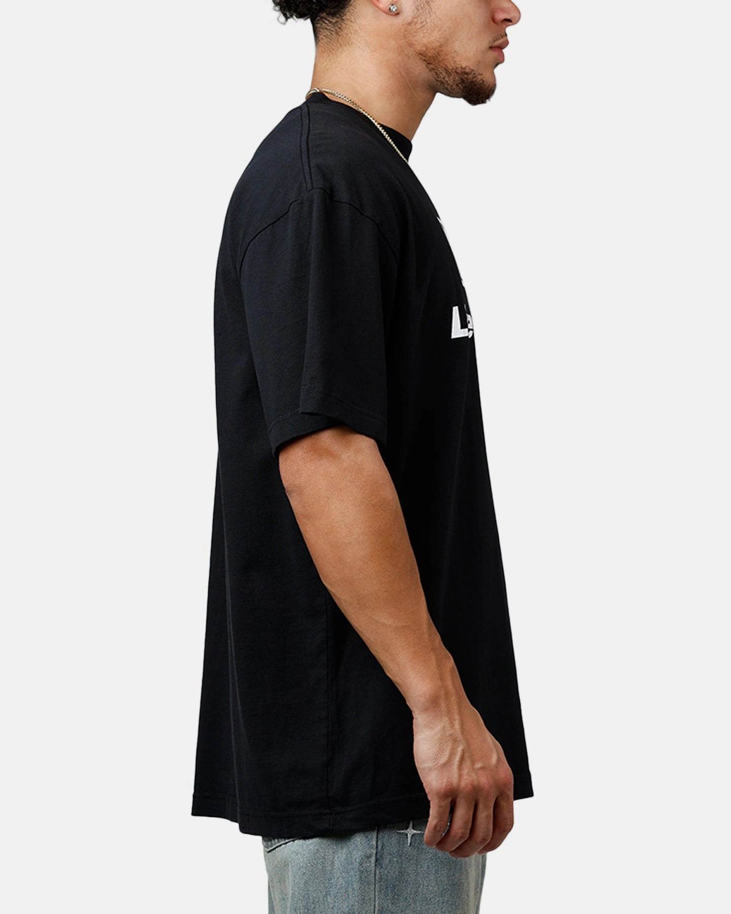 Global Merchandising Oasis Live Forever T-Shirt Black FrenchTerryTexture Layered Hemline