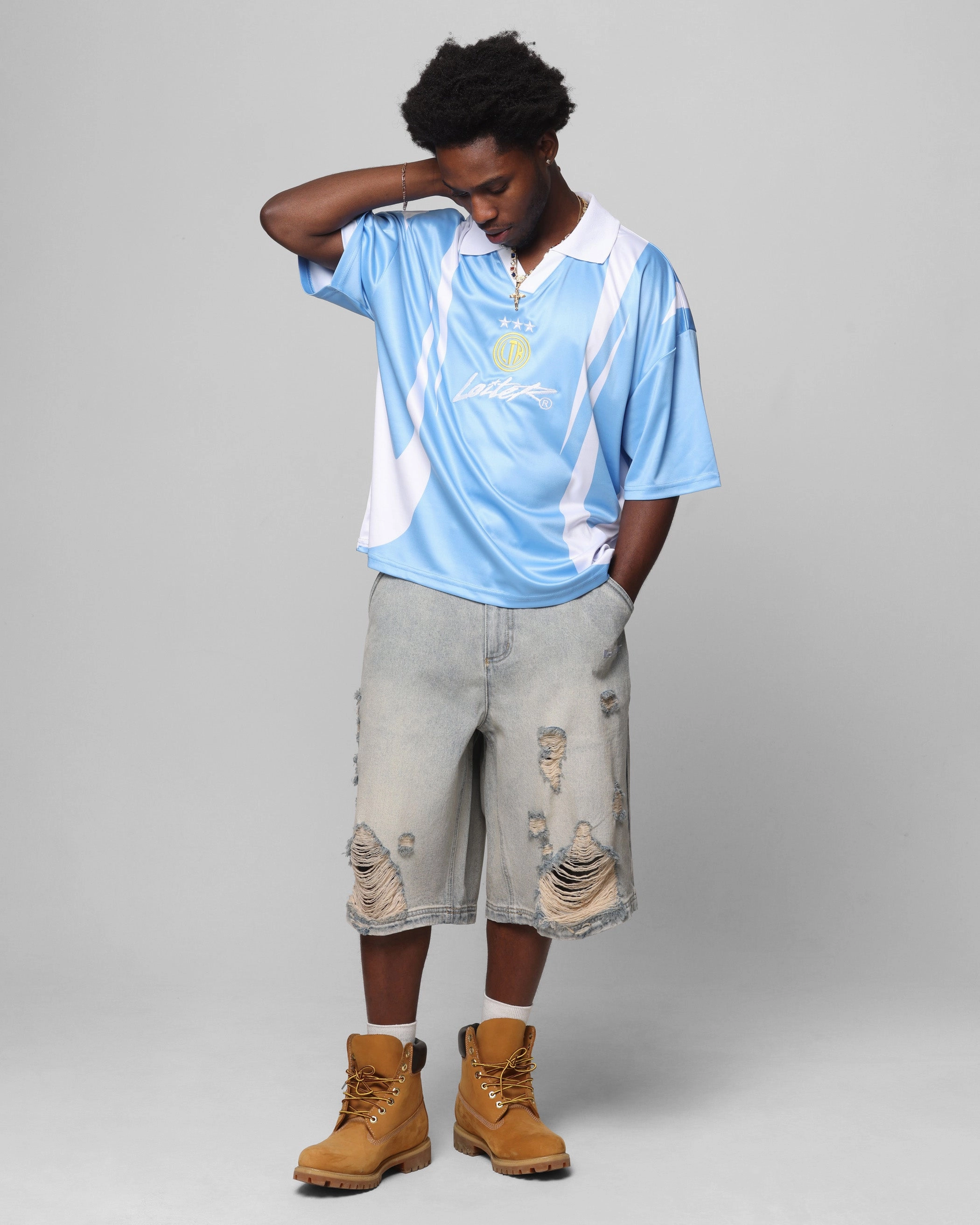 Loiter United Football Jersey Blue AdjustableHem