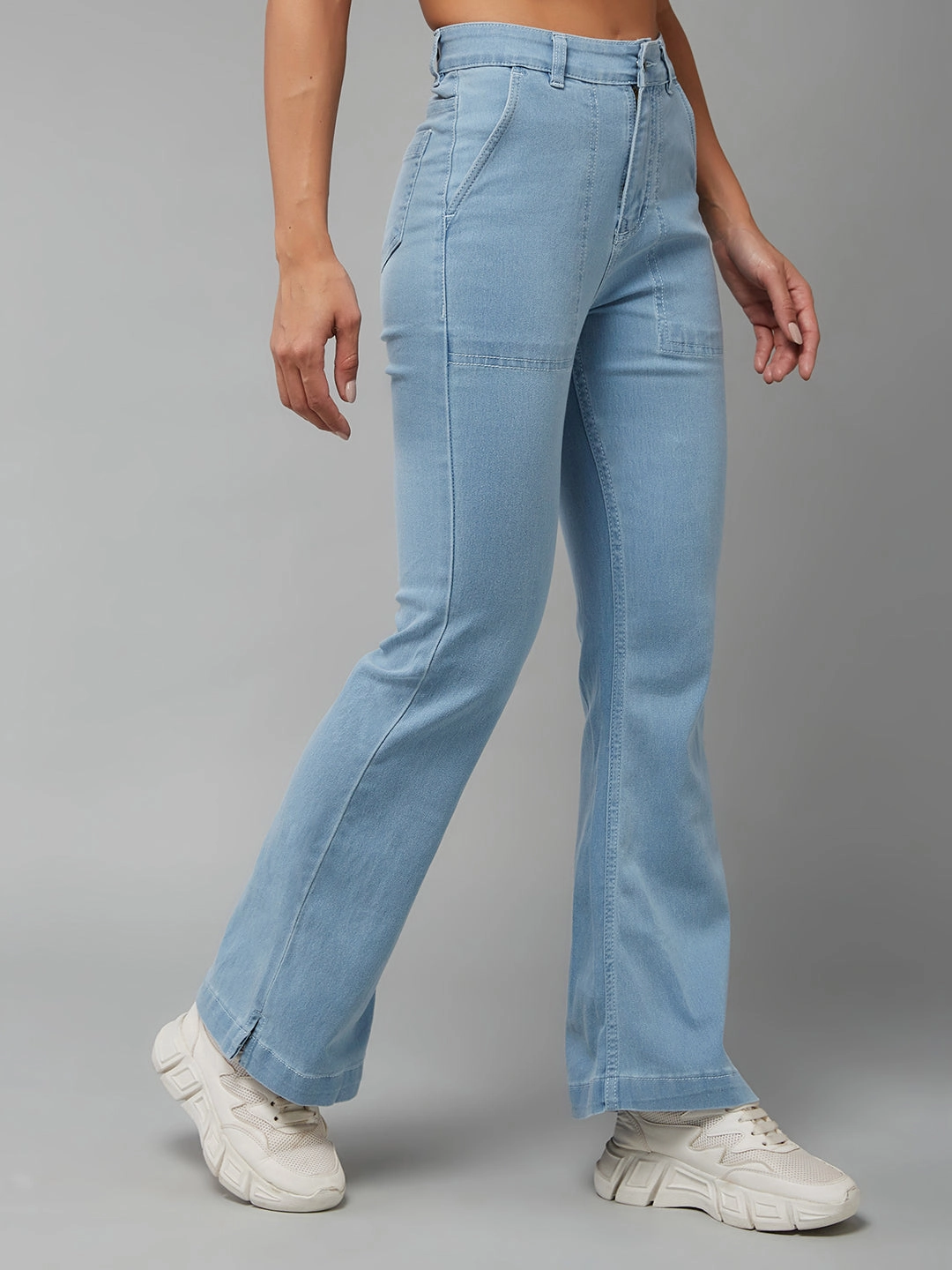 All Around 24/7 Comfort Light Blue Bell-Bottom Bootcut High-Rise Stretchable Light Weight Denim Jeans