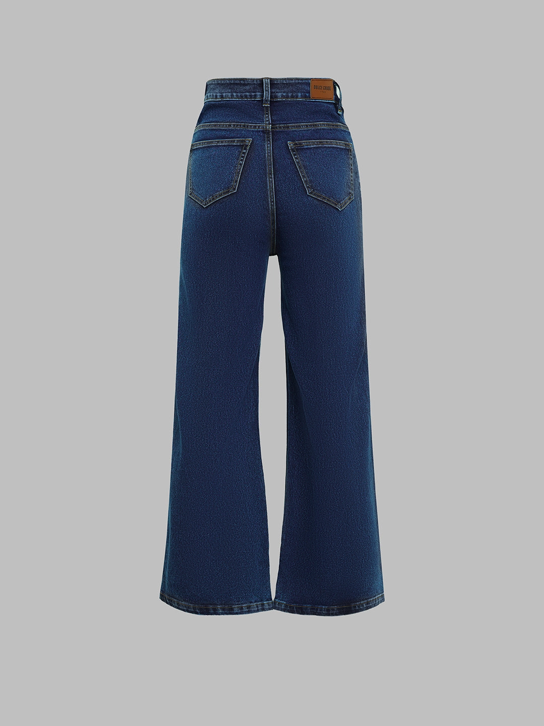 24/7 Comfort Mid-Blue Wide-Leg High-Rise Clean-Look Regular-Length Stretchable Denim Jeans Reinforced Pockets Eco Friendly Fashion Lover Morning Stroll