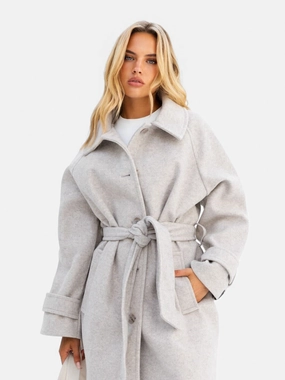 Madalyn Longline Coat - Light Grey Textured Finish Tear Resistant Weave