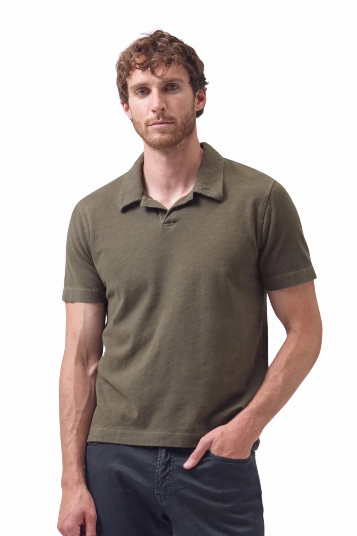Layerable Style Malachi Slub Polo in Seawater