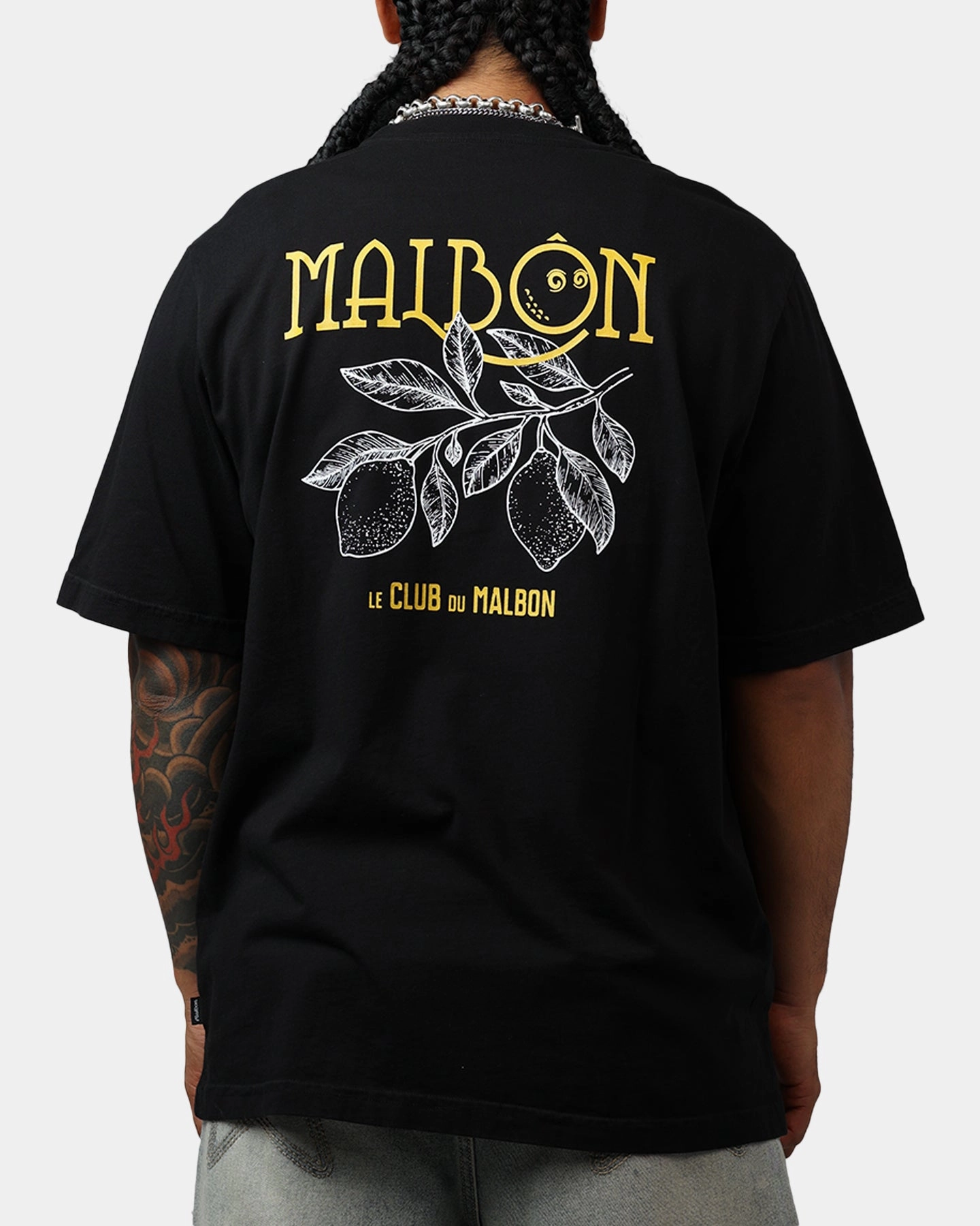 Fray Resistant Edges EcoFriendly Manufacturing Malbon Citron Pocket T-Shirt Black