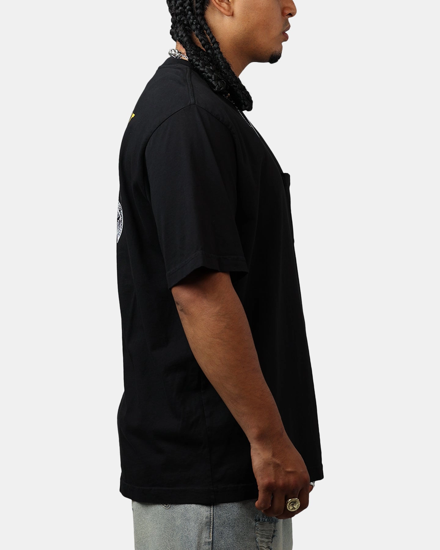 Malbon Citron Pocket T-Shirt Black RollUpCuff